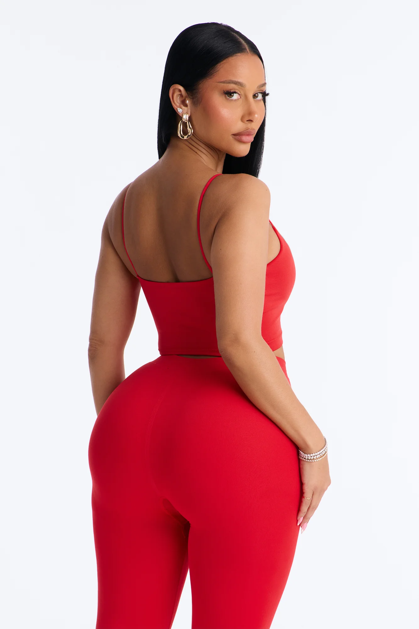 Seamless Smooth Base Layer Double Lined Cami Crop Top - DarkRed - Image 4