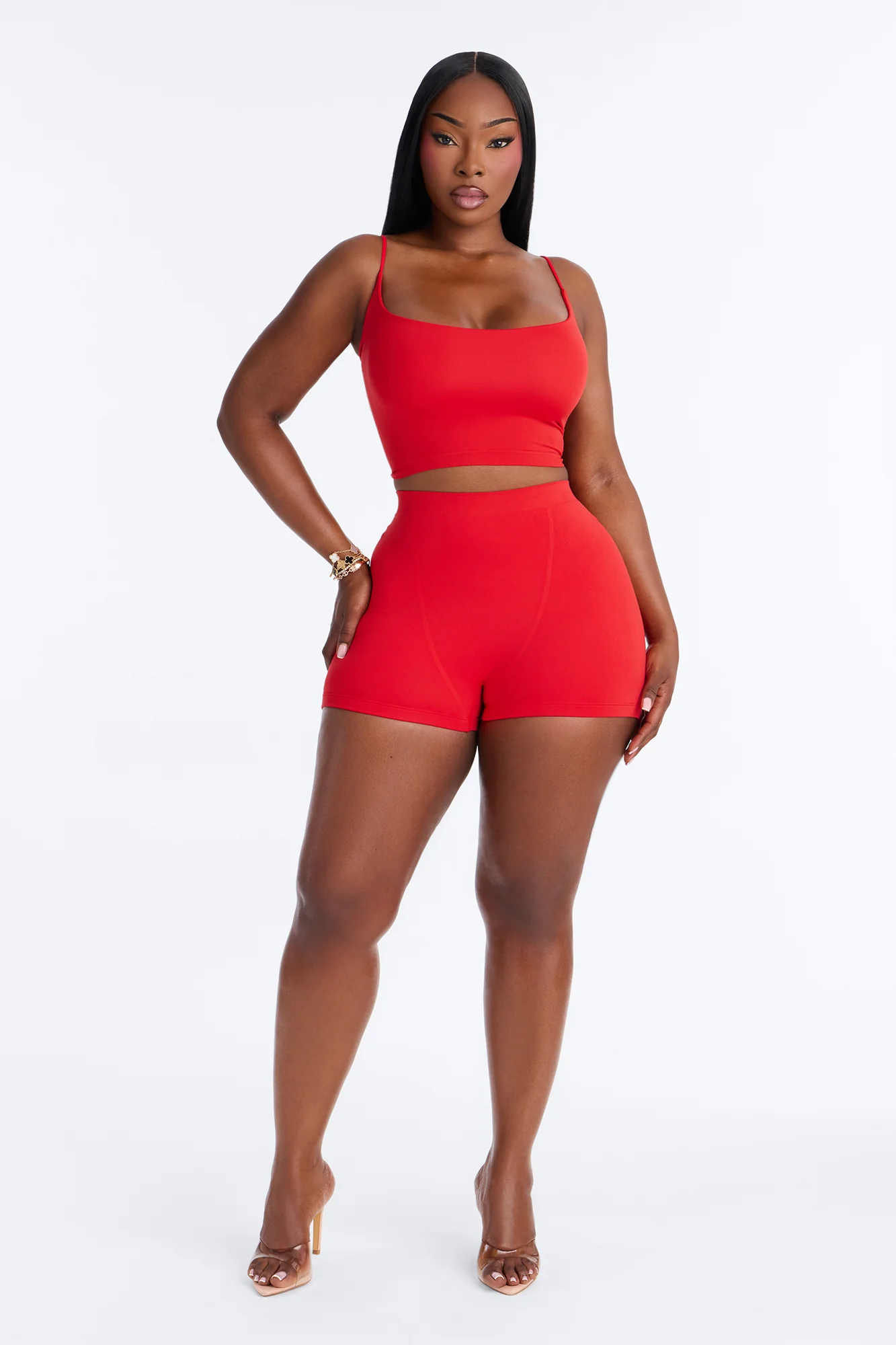 Seamless Smooth Base Layer Double Lined Cami Crop Top - DarkRed - Image 6