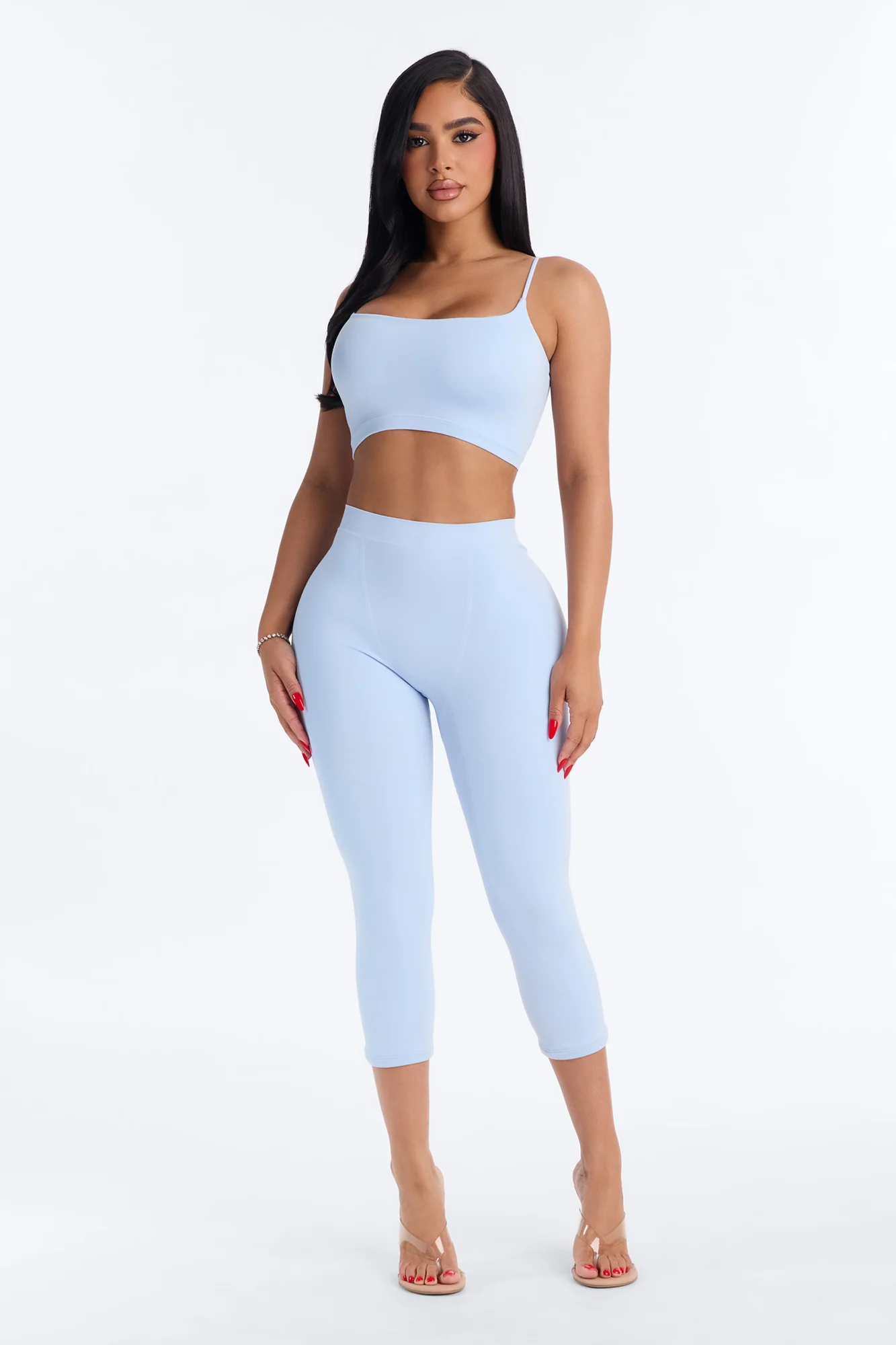 Seamless Smooth Base Layer Double Lined Cami Crop Top - SkyBlue - Image 2