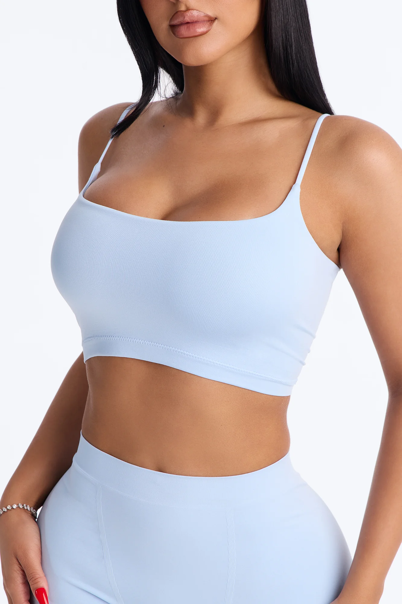 Seamless Smooth Base Layer Double Lined Cami Crop Top - SkyBlue - Image 3