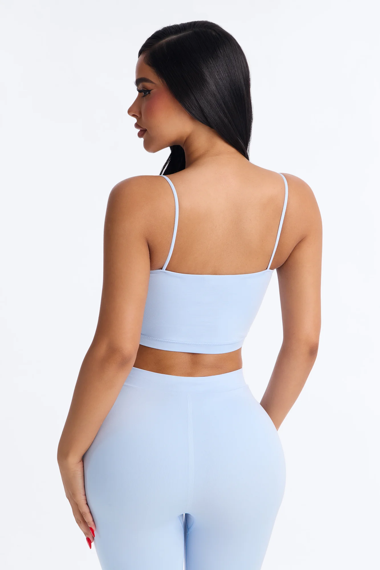 Seamless Smooth Base Layer Double Lined Cami Crop Top - SkyBlue - Image 4