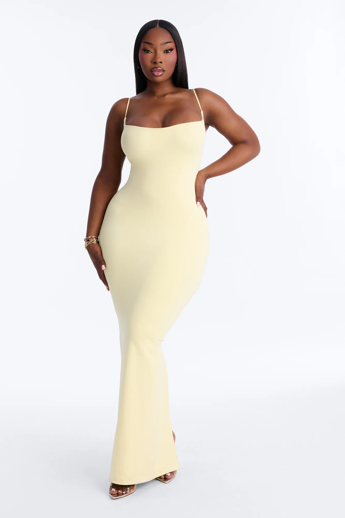 Seamless Smooth Double Lined Maxi Dress - Butter Yellow - Image 4