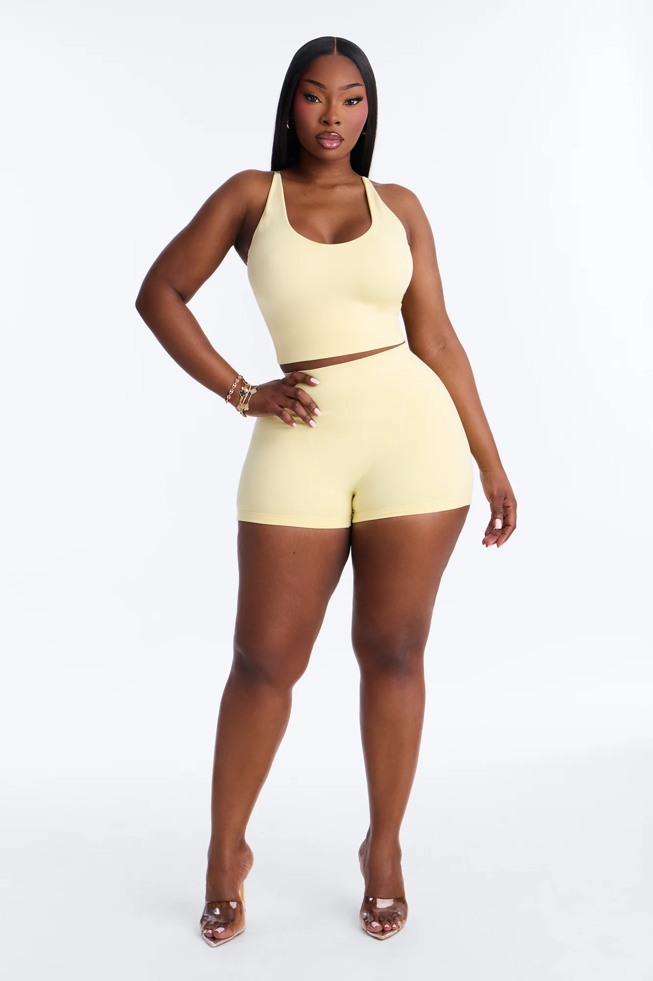 Seamless Smooth Double Lined Micro Hot Short - Butter Yellow