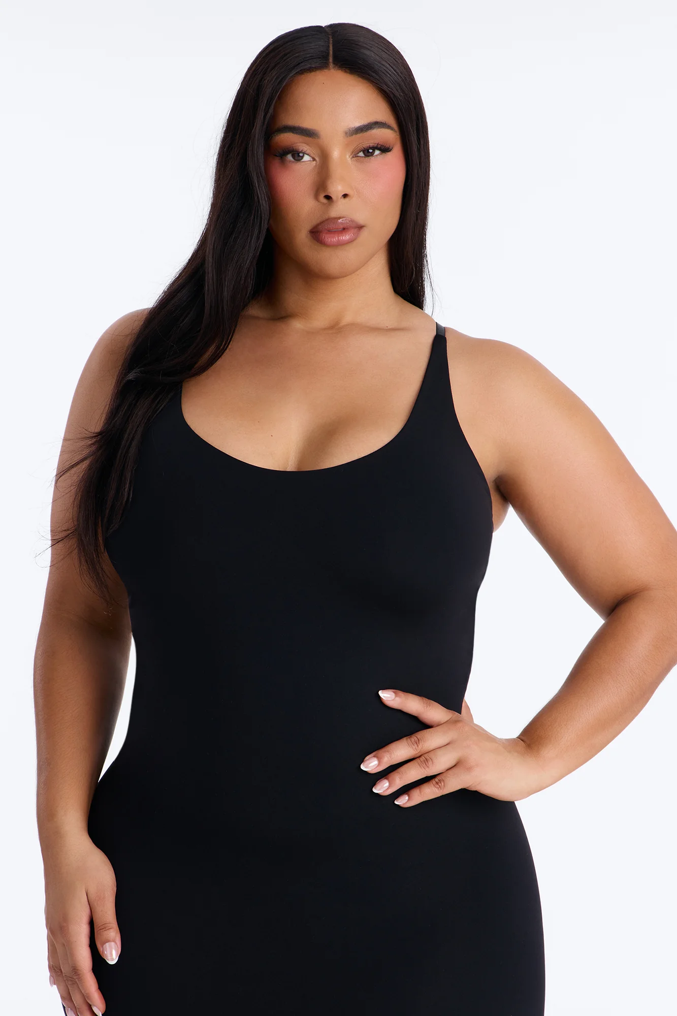 Seamless Smooth Double Lined Scoop Neck Maxi Dress - Black - Image 6
