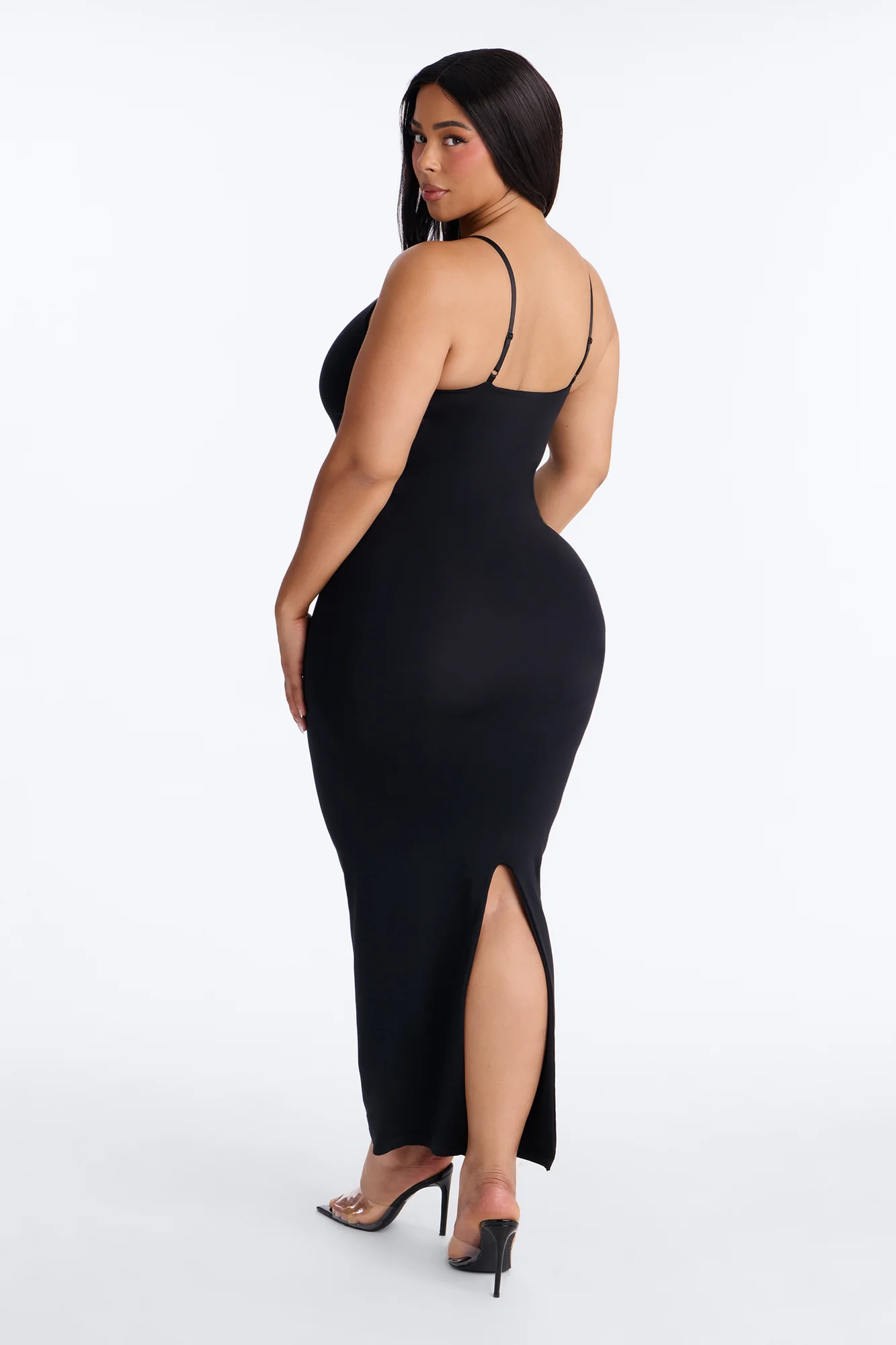 Seamless Smooth Double Lined Scoop Neck Maxi Dress - Black - Image 8