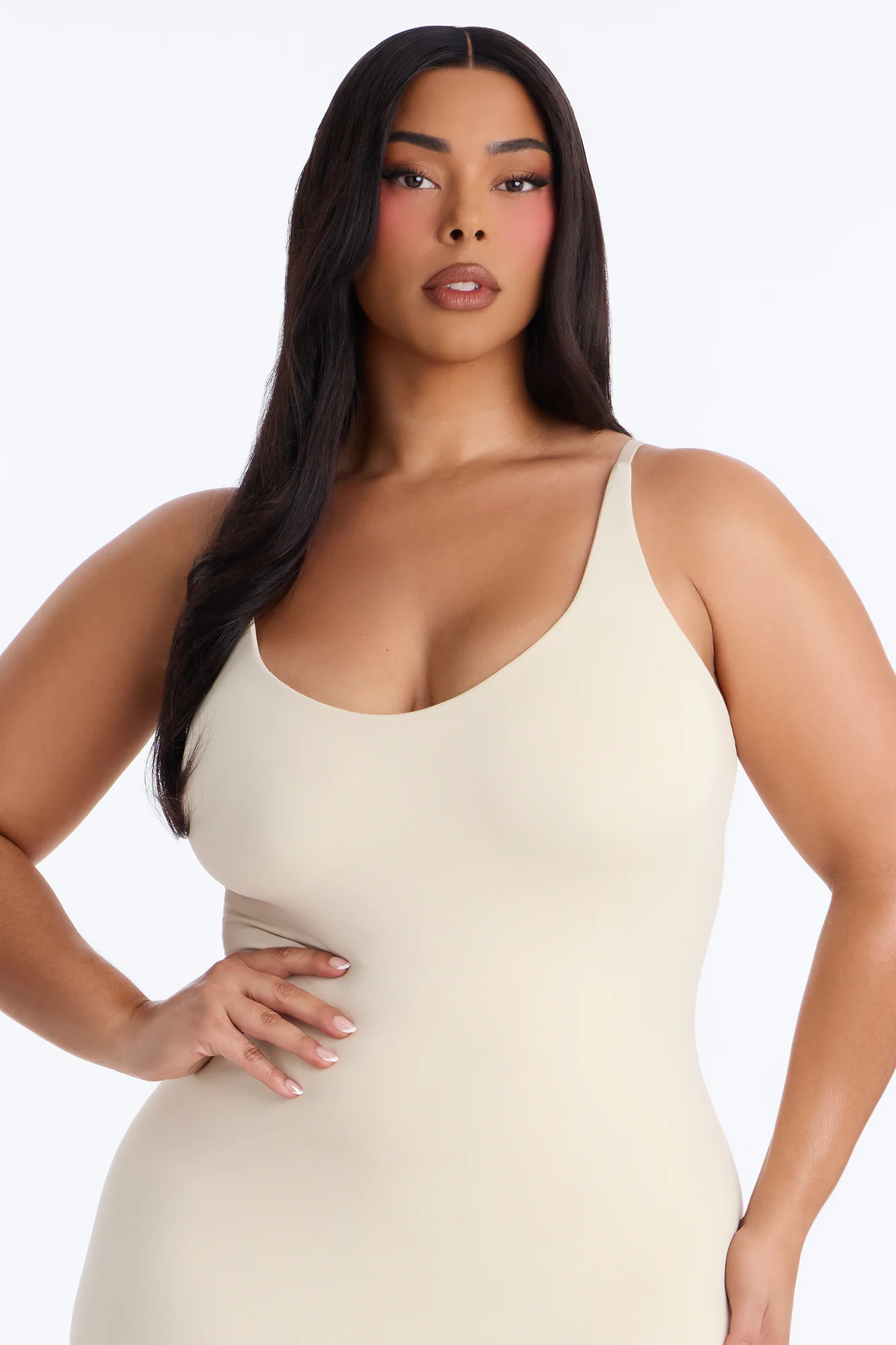 Seamless Smooth Double Lined Scoop Neck Maxi Dress - Bone - Image 6