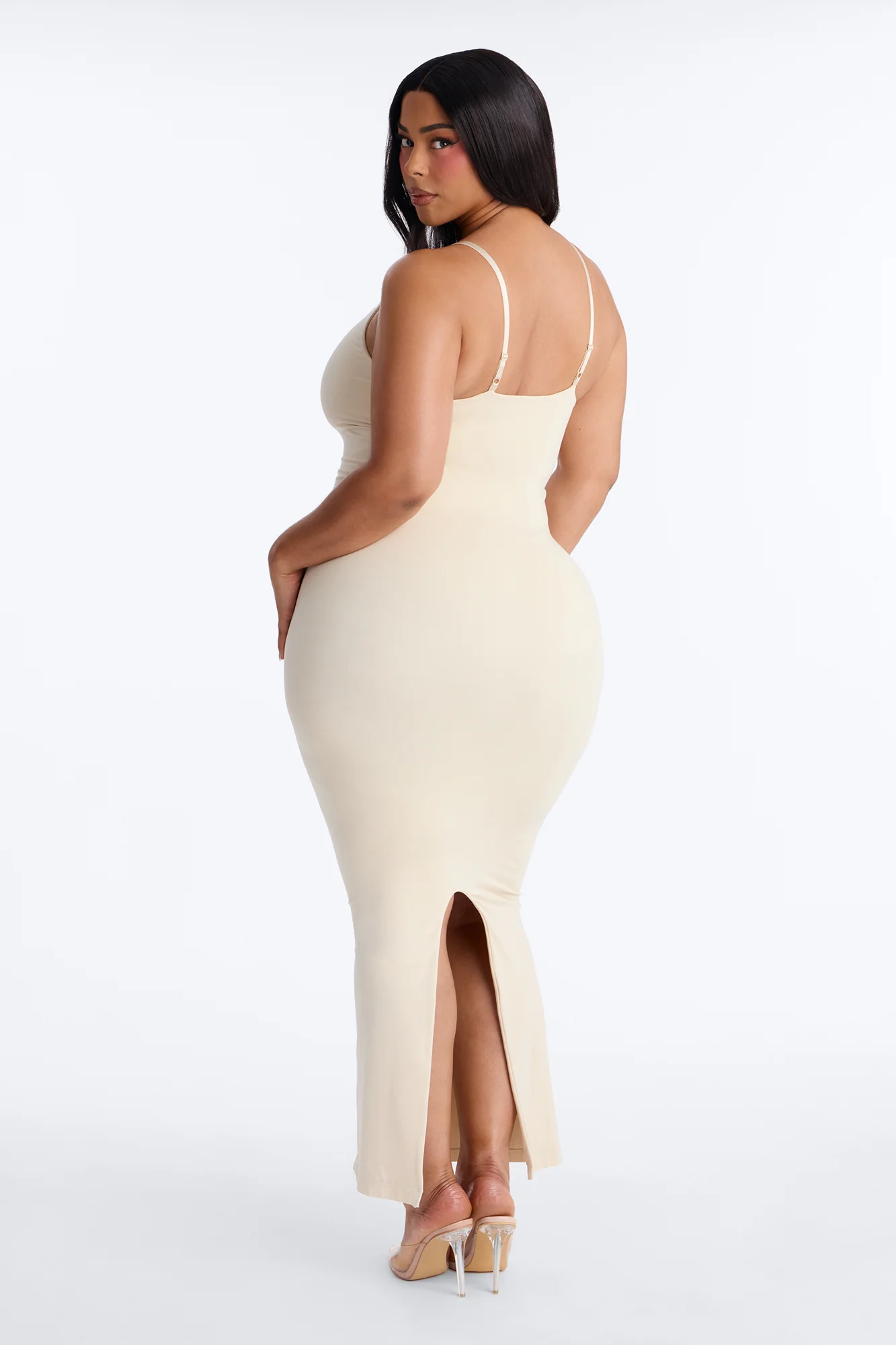 Seamless Smooth Double Lined Scoop Neck Maxi Dress - Bone - Image 8