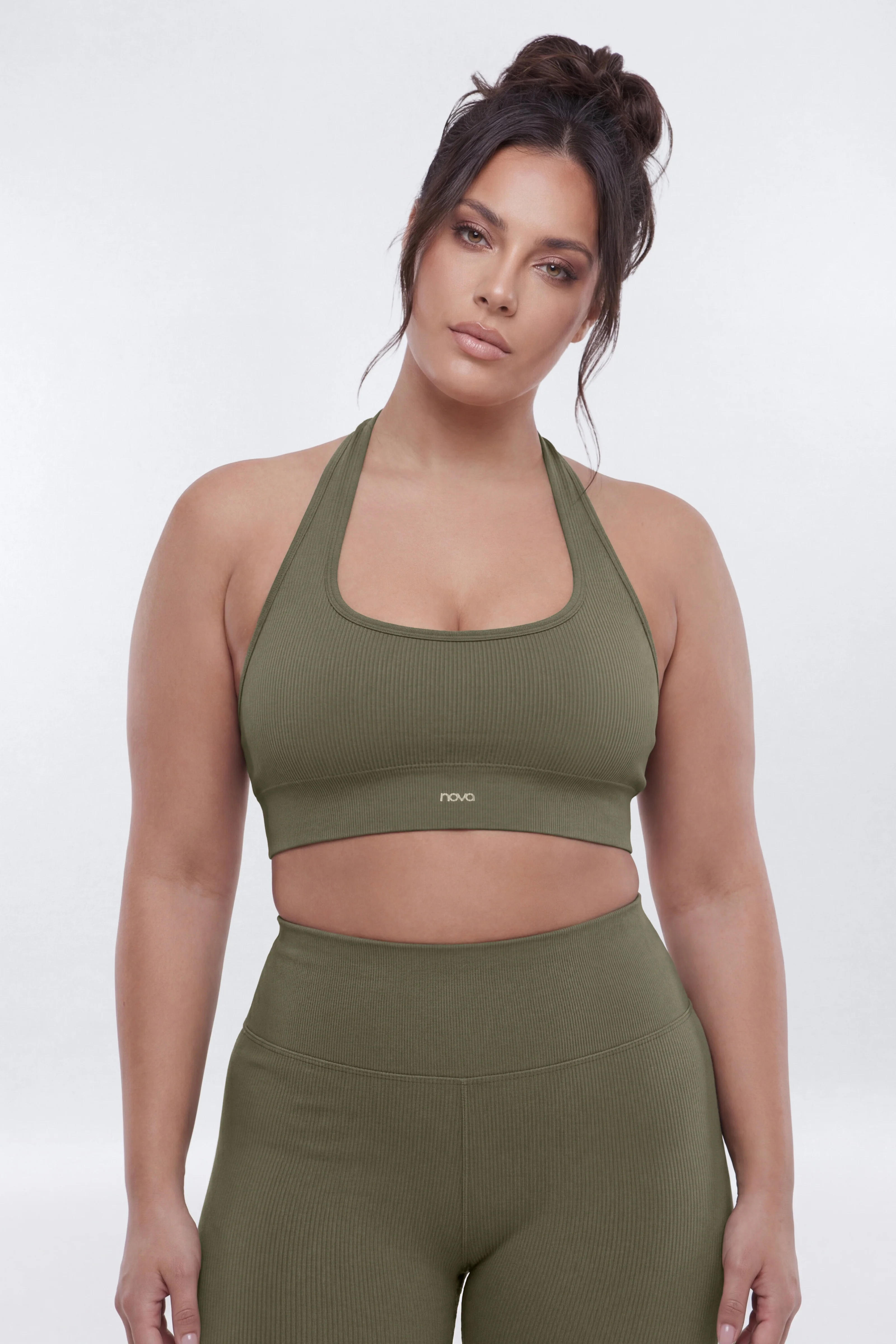 SeamlessLift™ Halter Sports Bra - Moss - Image 5