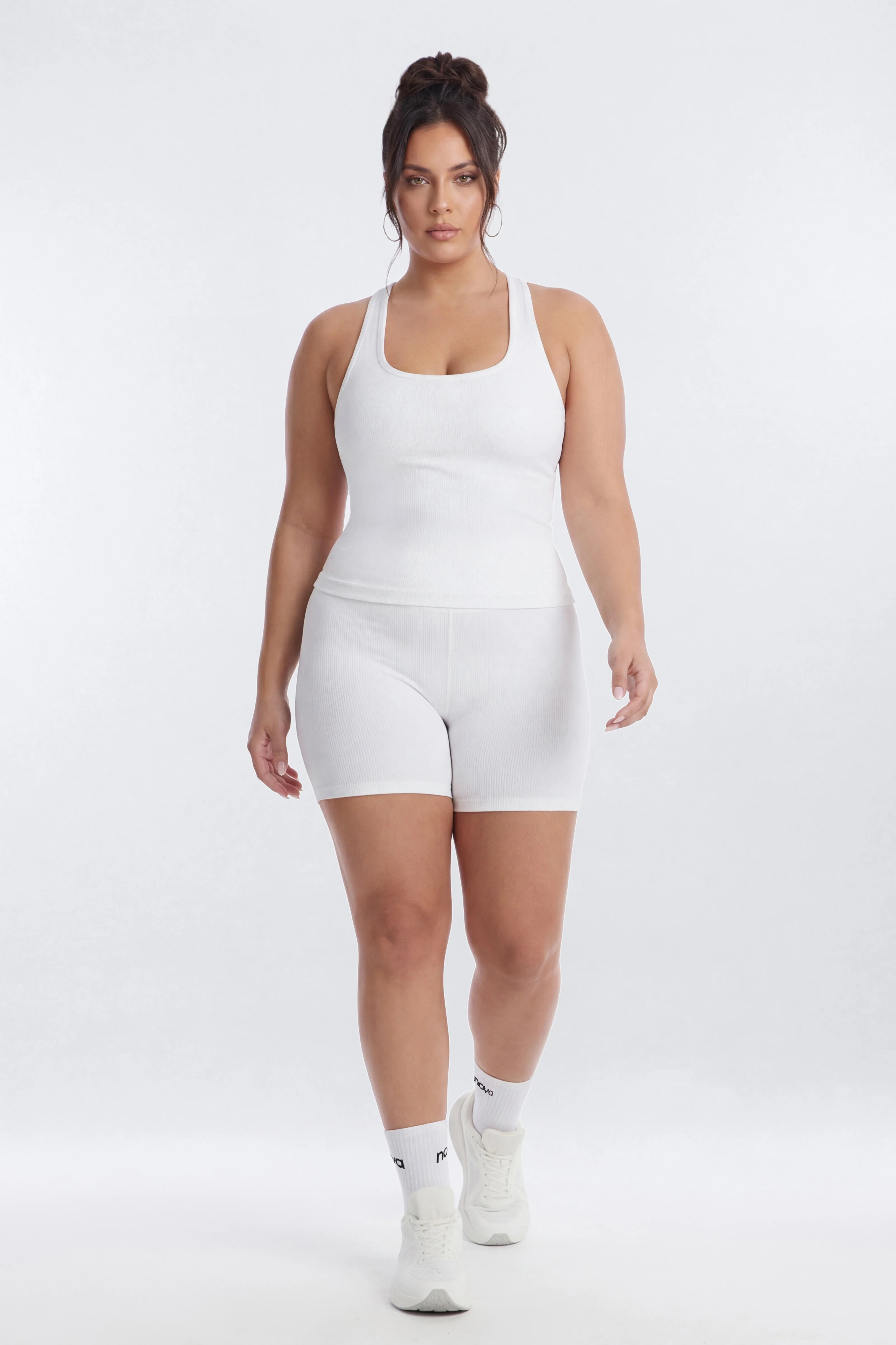 SeamlessLift™ Scoop Neck Racerback Active Tank - Bright White - Image 6