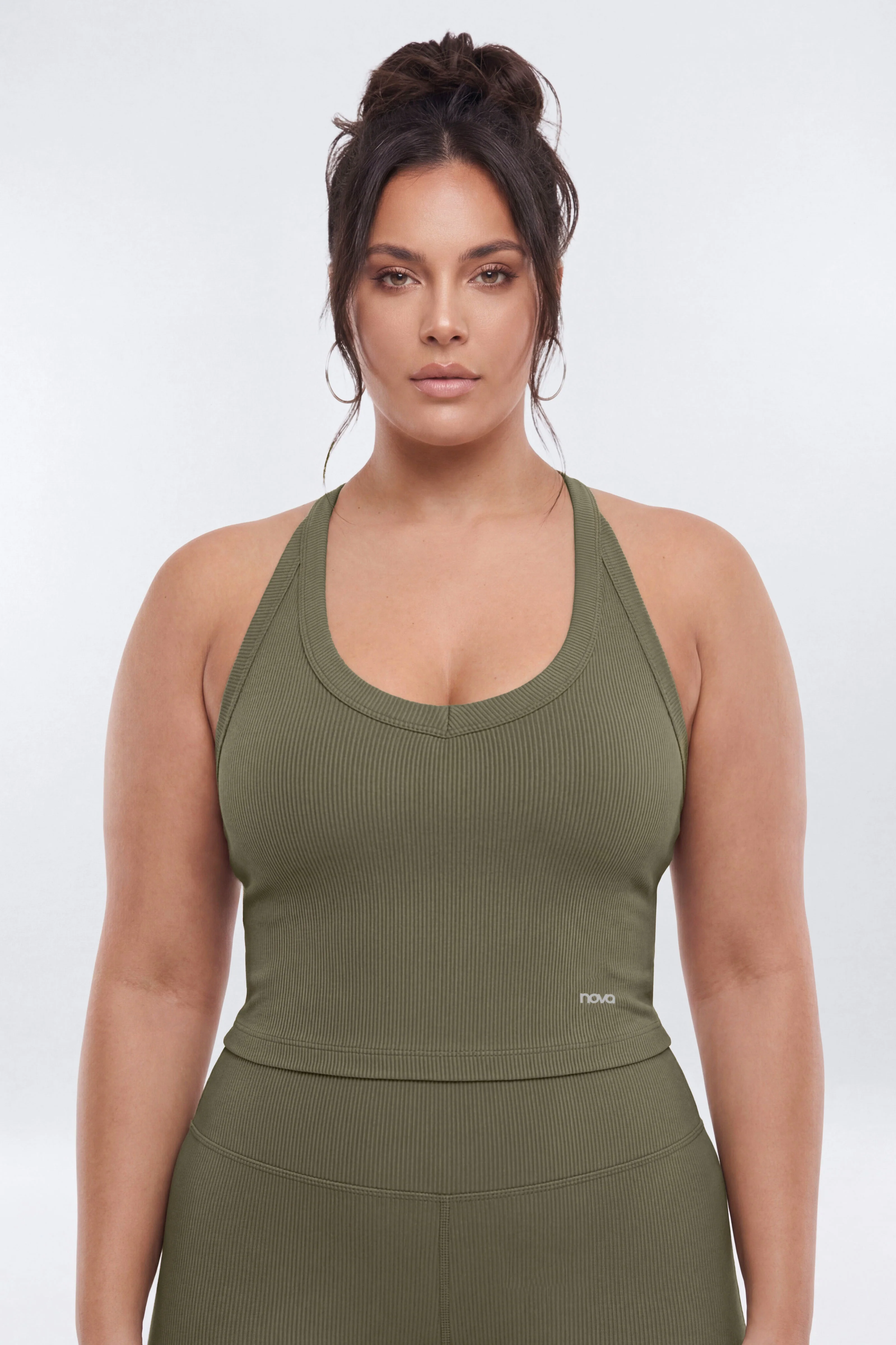 SeamlessLift™ V-Neck Racerback Active Tank - Moss - Image 4