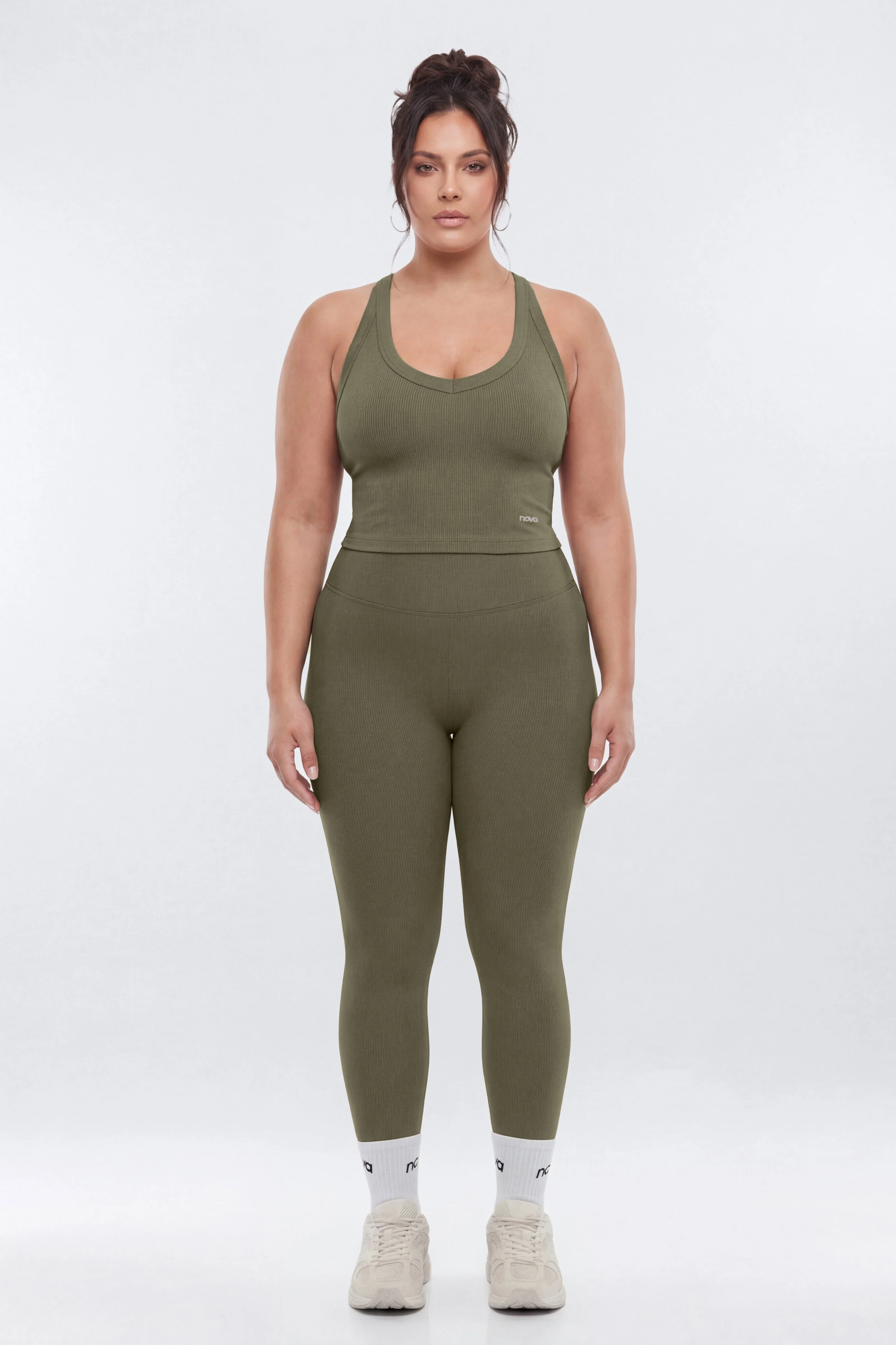 SeamlessLift™ V-Neck Racerback Active Tank - Moss - Image 5