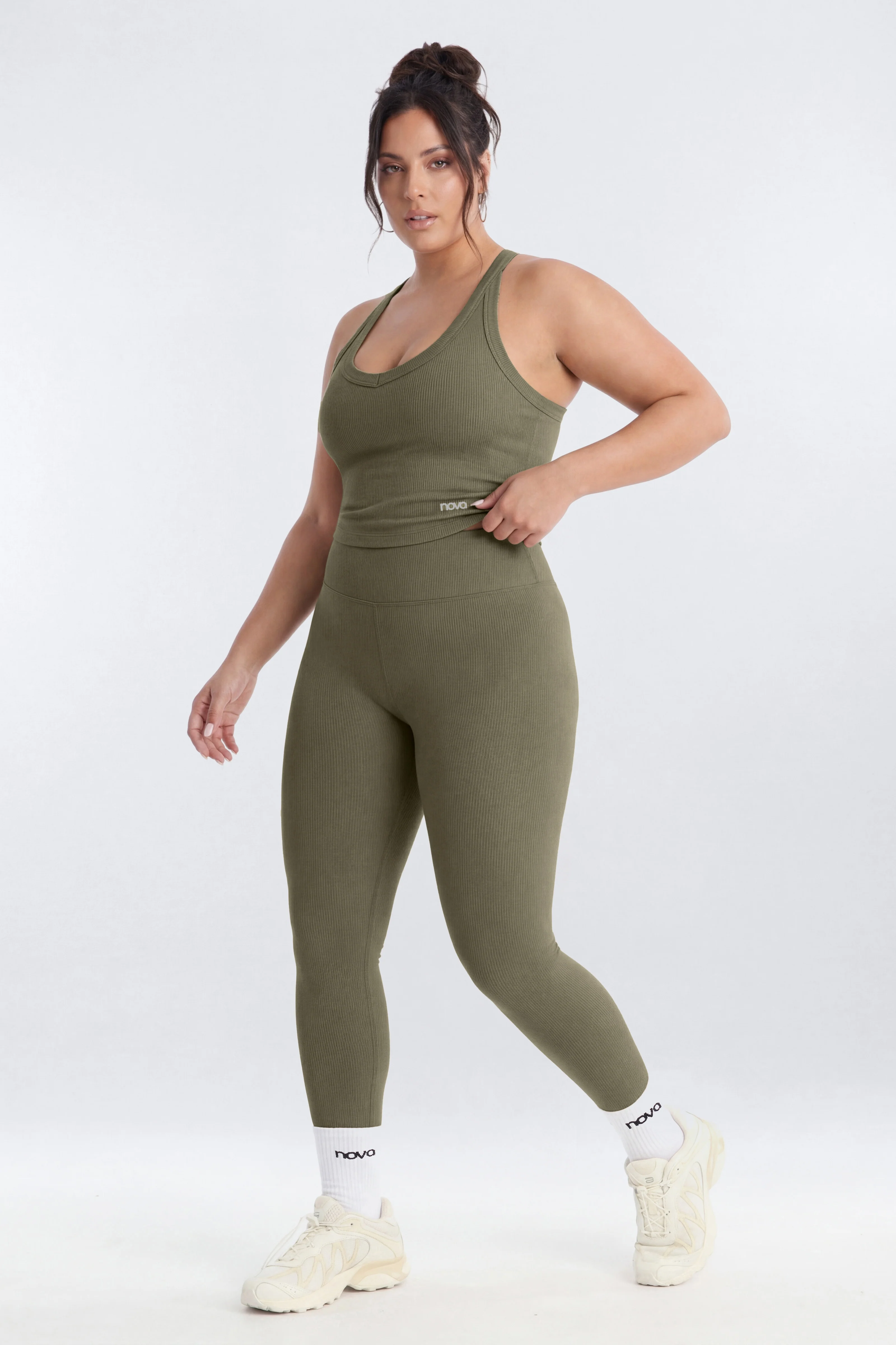 SeamlessLift™ V-Neck Racerback Active Tank - Moss - Image 6