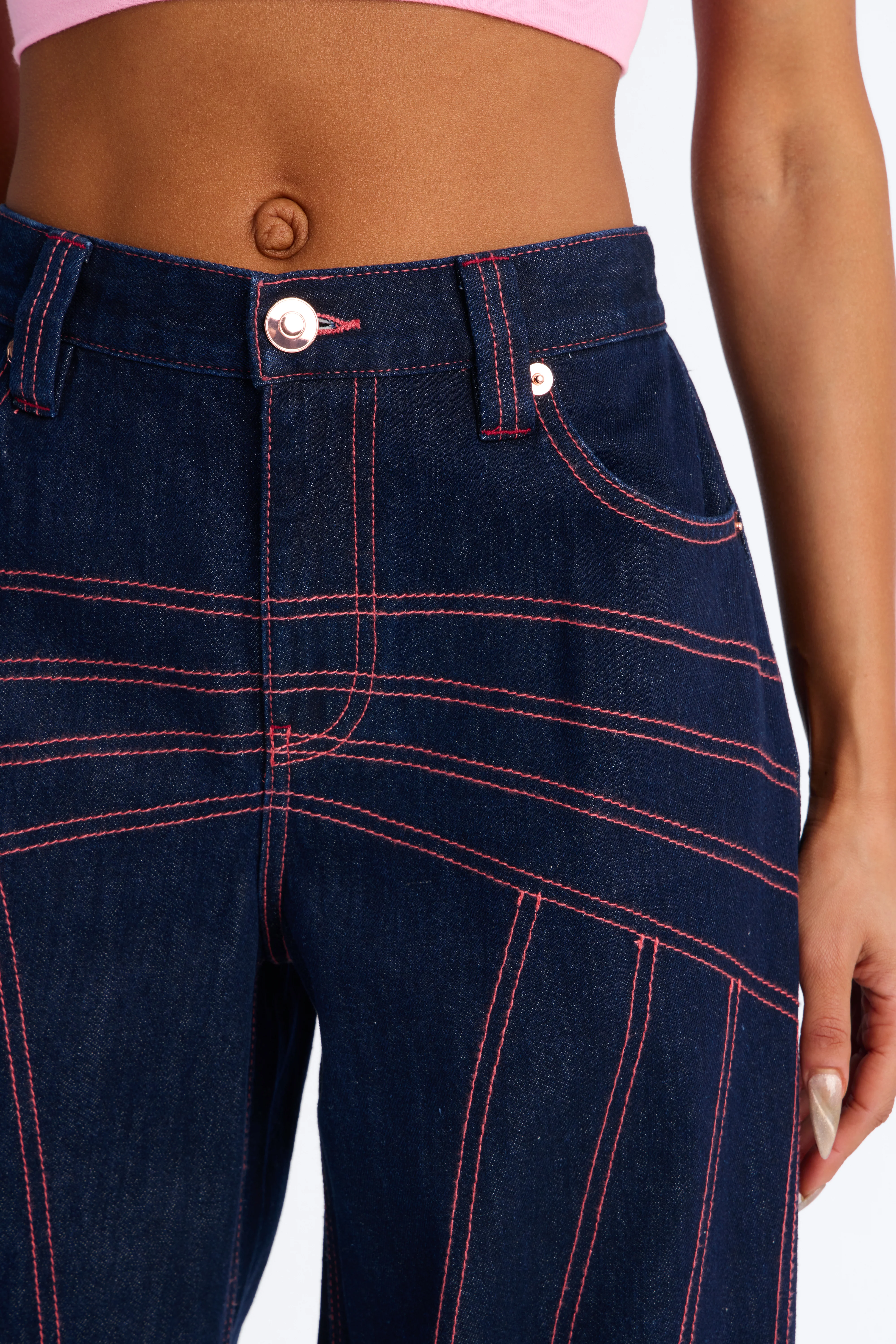 Seams Like Love Wide Leg Jeans - Dark Denim - Image 4