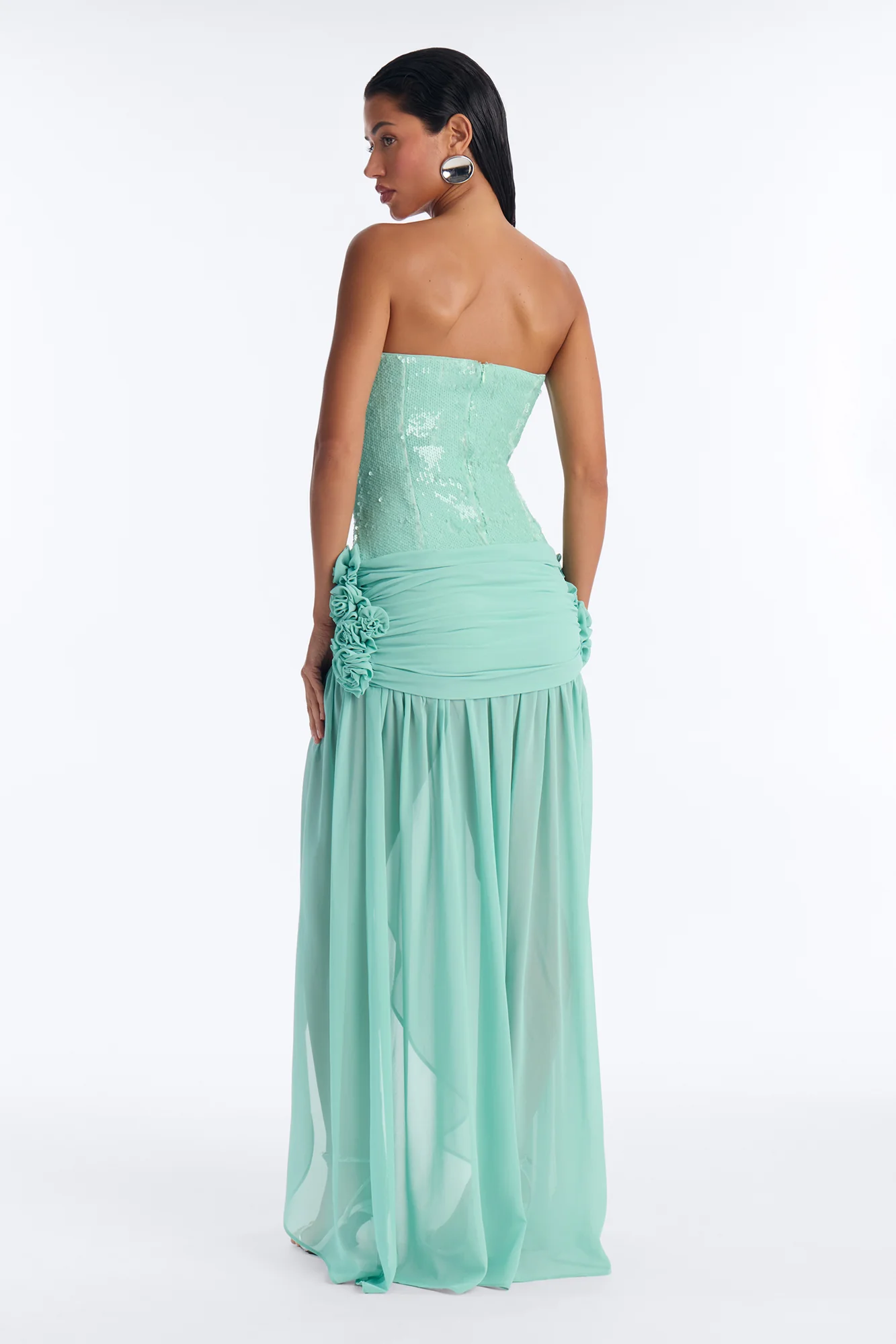 Seaside Sequin Maxi Dress - Mint - Image 4