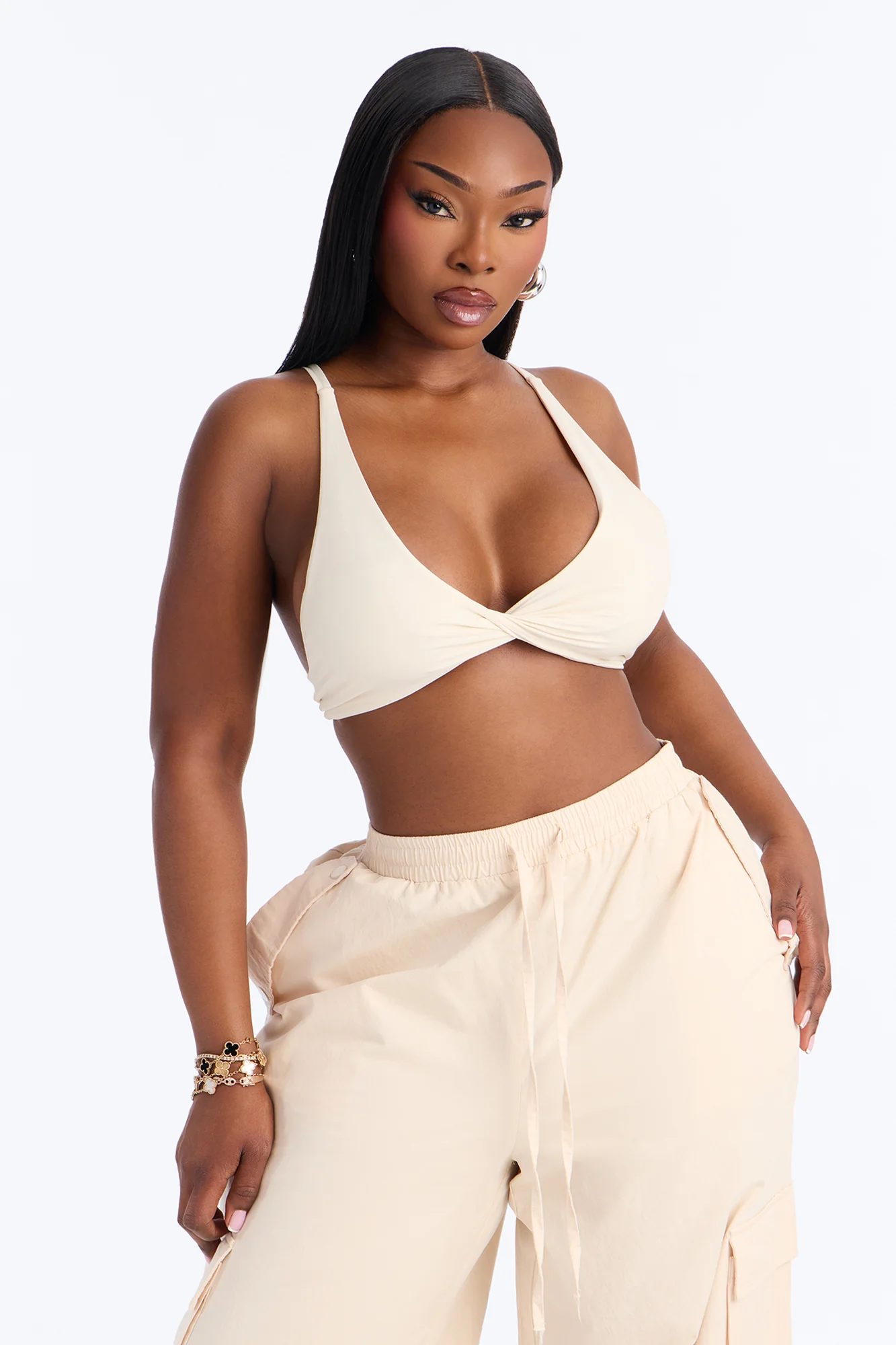Second Skin Deep V Neck Bra Top - Bone - Image 5