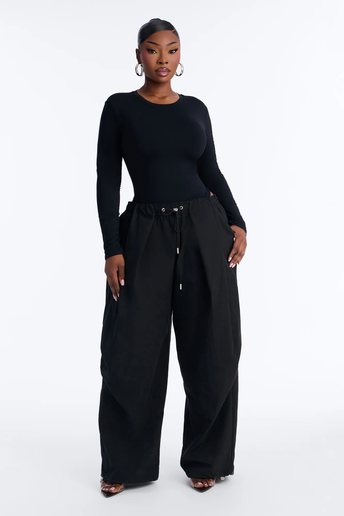Second Skin Double Lined Crew Neck Long Sleeve Bodysuit - Black - Image 7