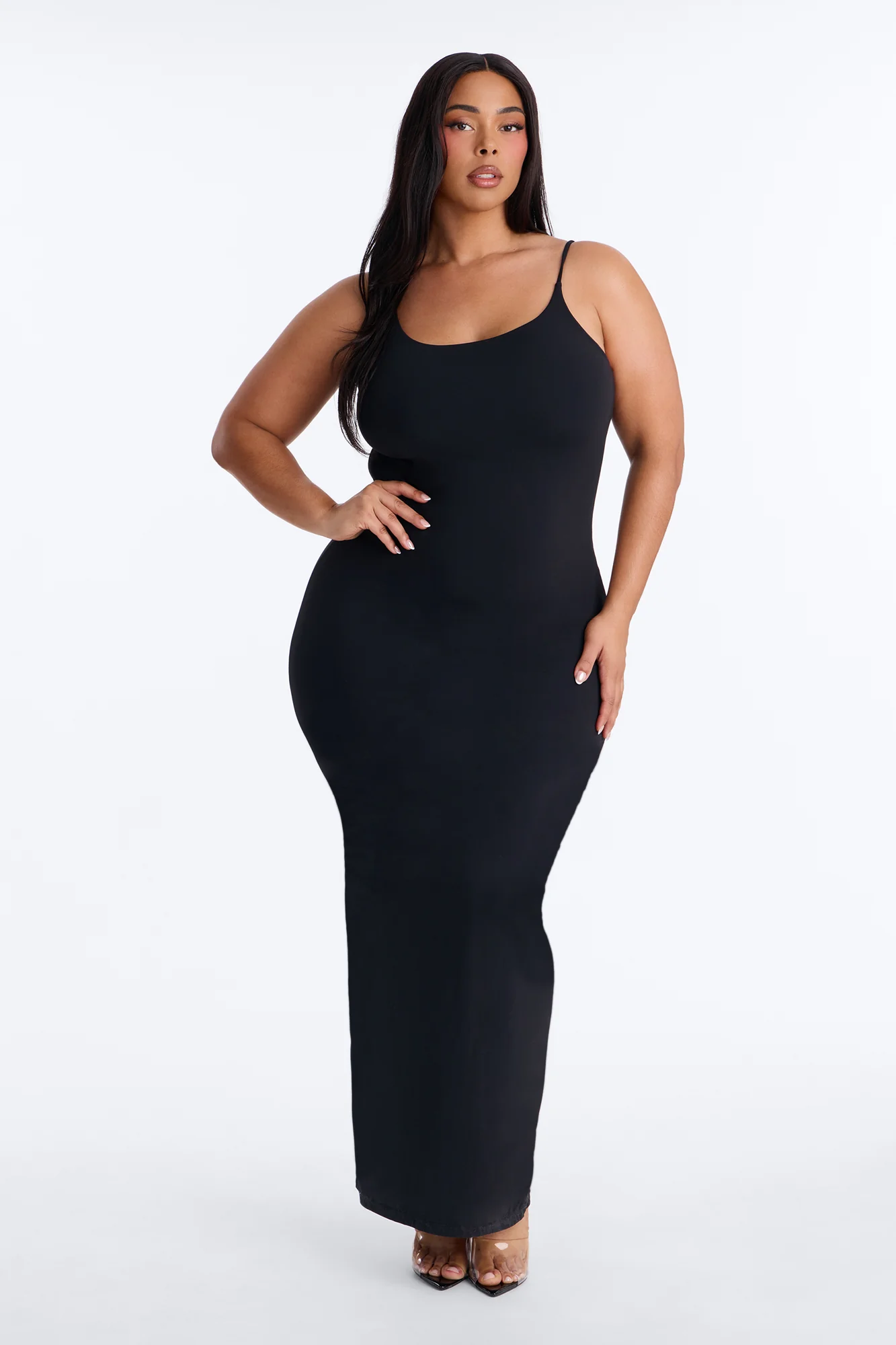 Second Skin Double Lined Scoop Neck Cami Maxi Dress - Black - Image 5