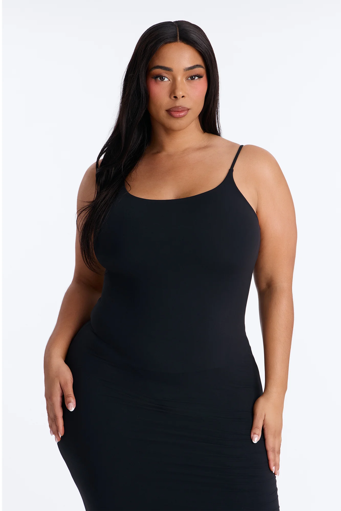 Second Skin Double Lined Scoop Neck Cami Maxi Dress - Black - Image 6