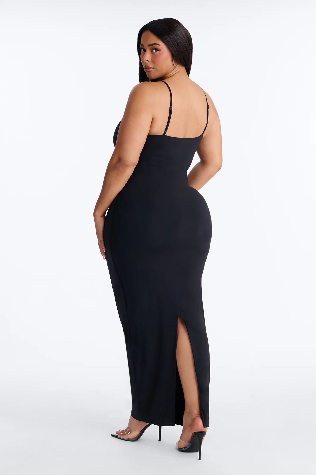 Second Skin Double Lined Scoop Neck Cami Maxi Dress - Black - Image 8