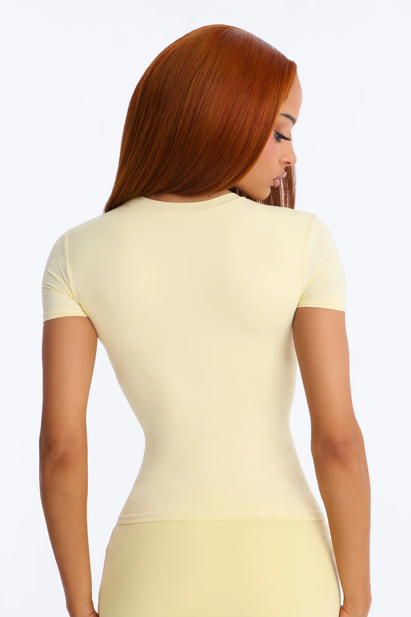 Second Skin Double Lined Short Sleeve Top - Butter Yellow - Image 4
