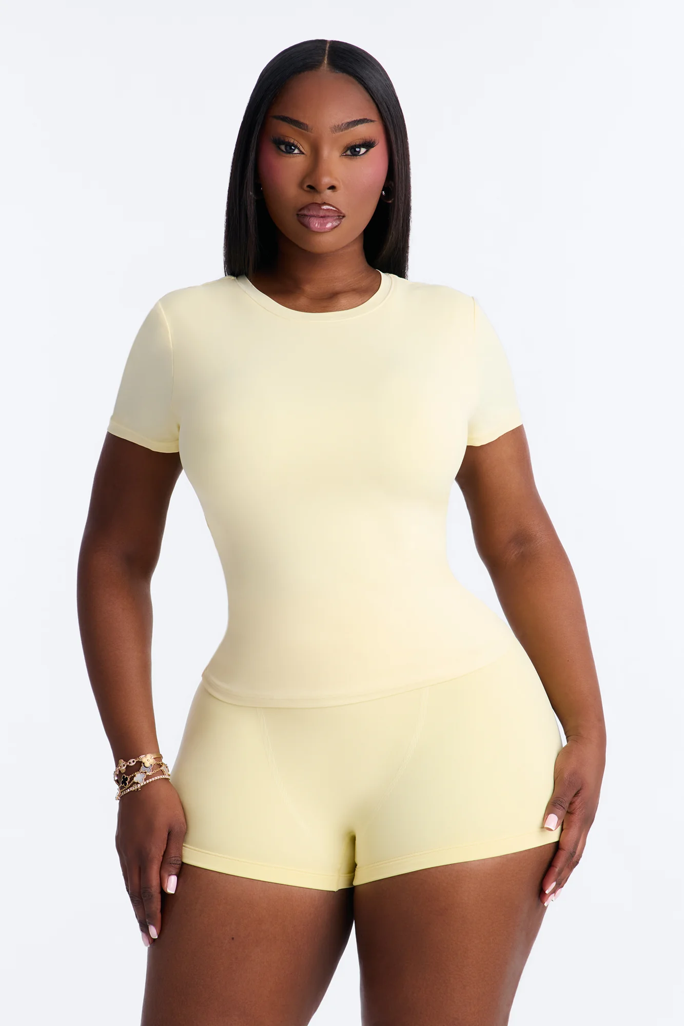 Second Skin Double Lined Short Sleeve Top - Butter Yellow - Image 5