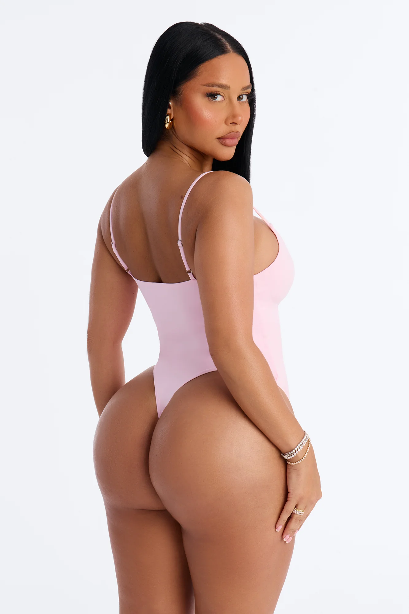 Second Skin Double Lined Square Neck Cami Bodysuit - Light Pink - Image 5