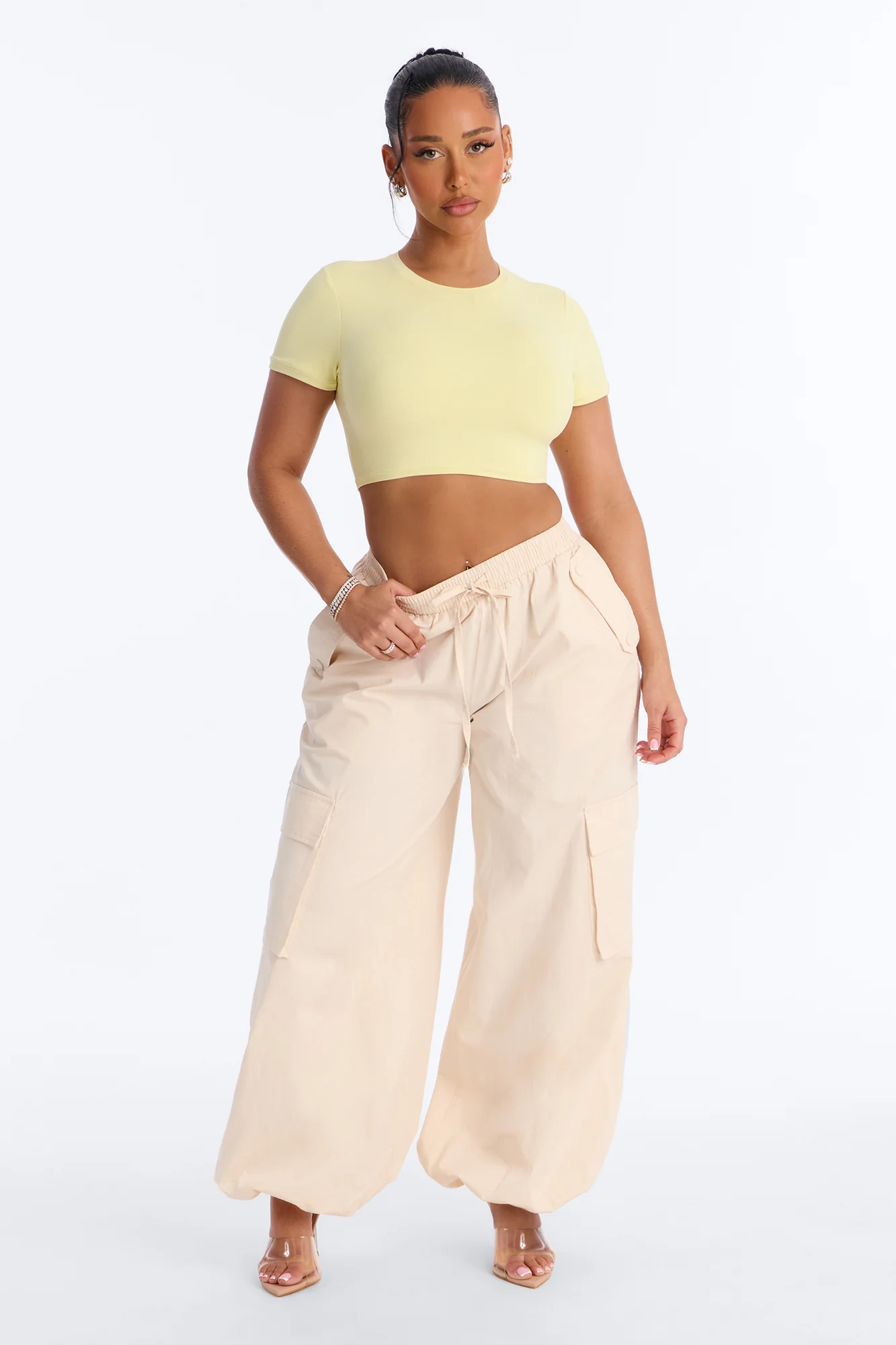 Second Skin Double Lined Super Cropped Tee - Yellow