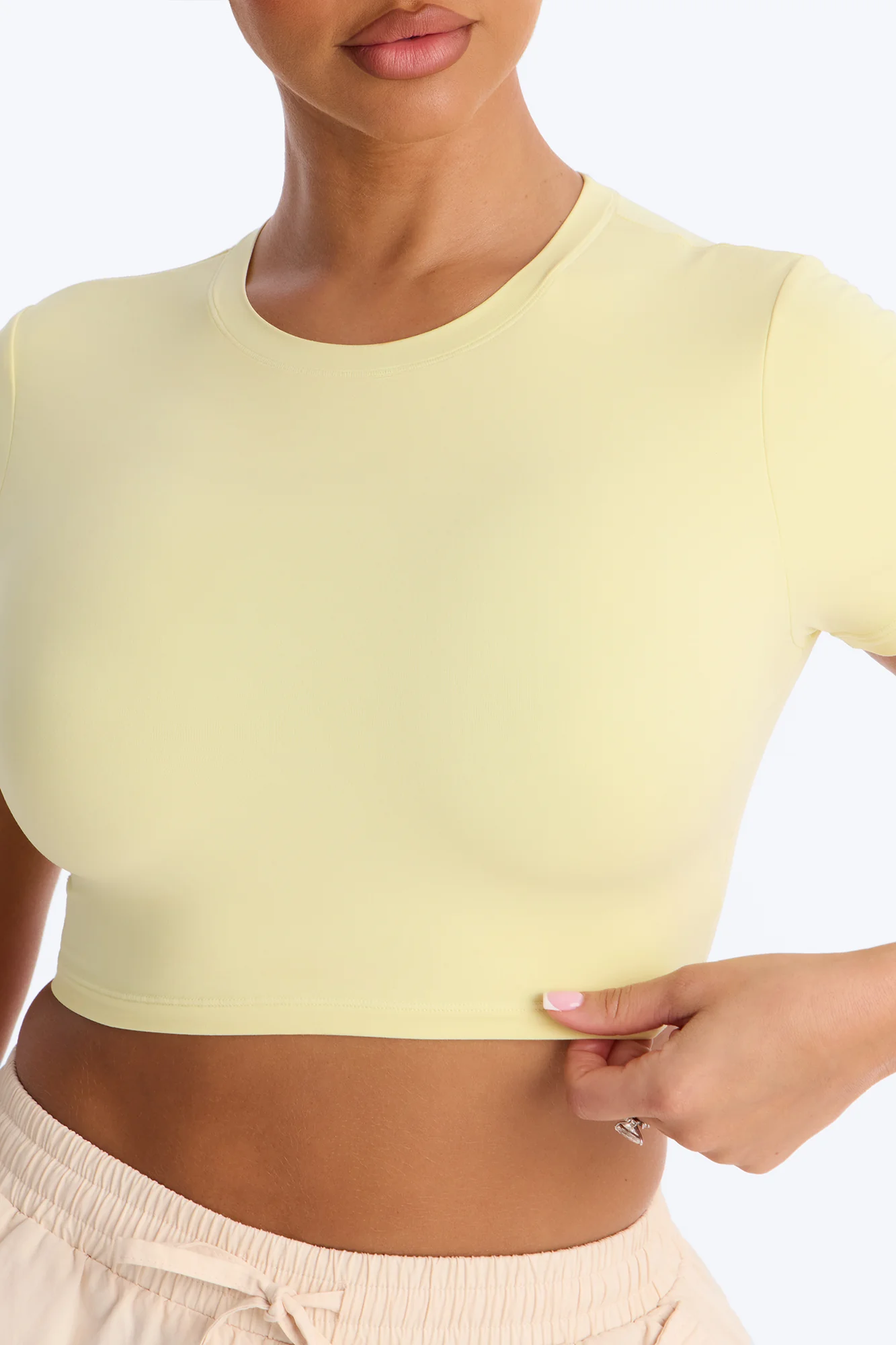 Second Skin Double Lined Super Cropped Tee - Yellow - Image 3