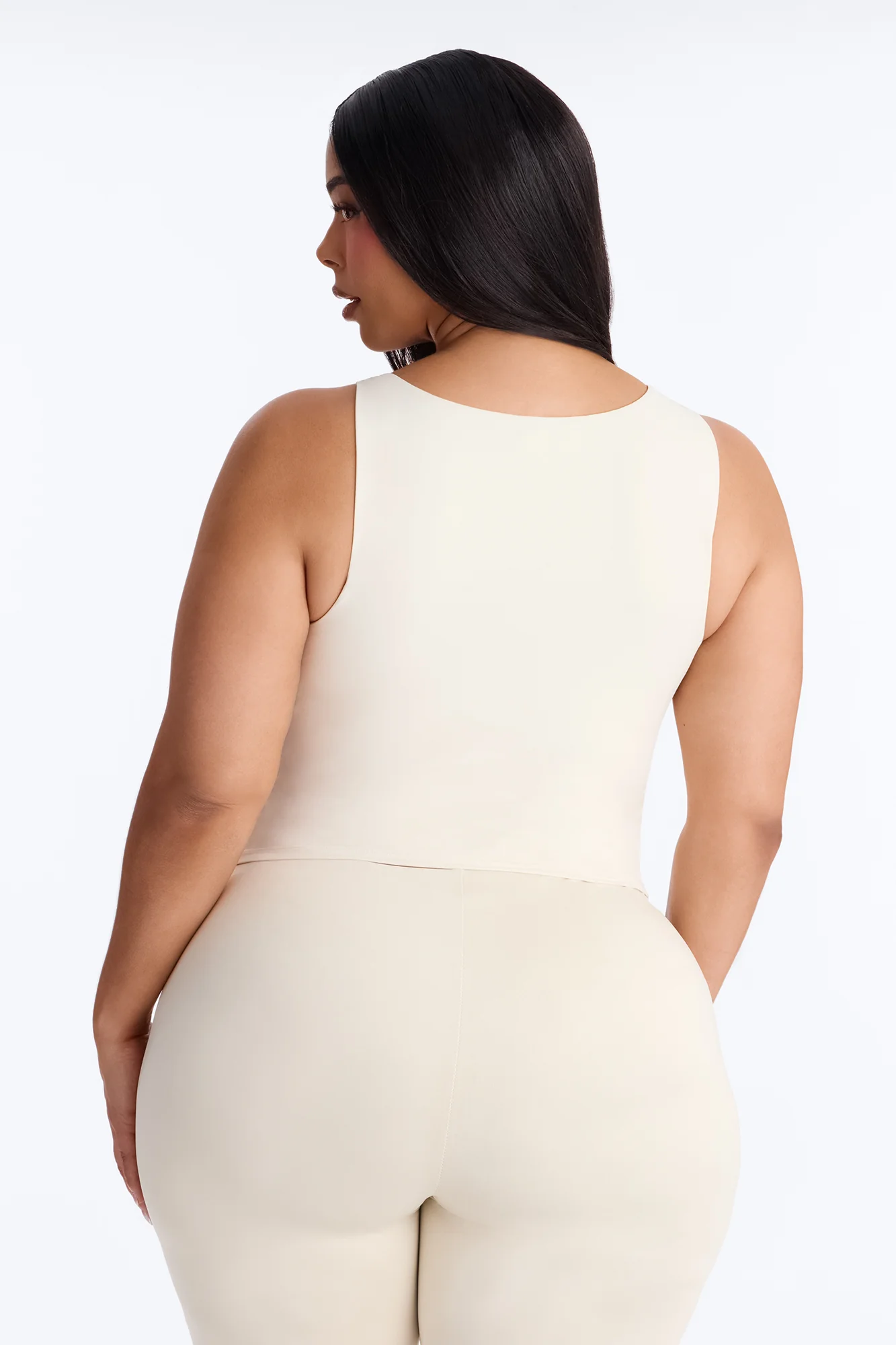Second Skin Double Lined Thin Strap Tank Top - Bone - Image 8