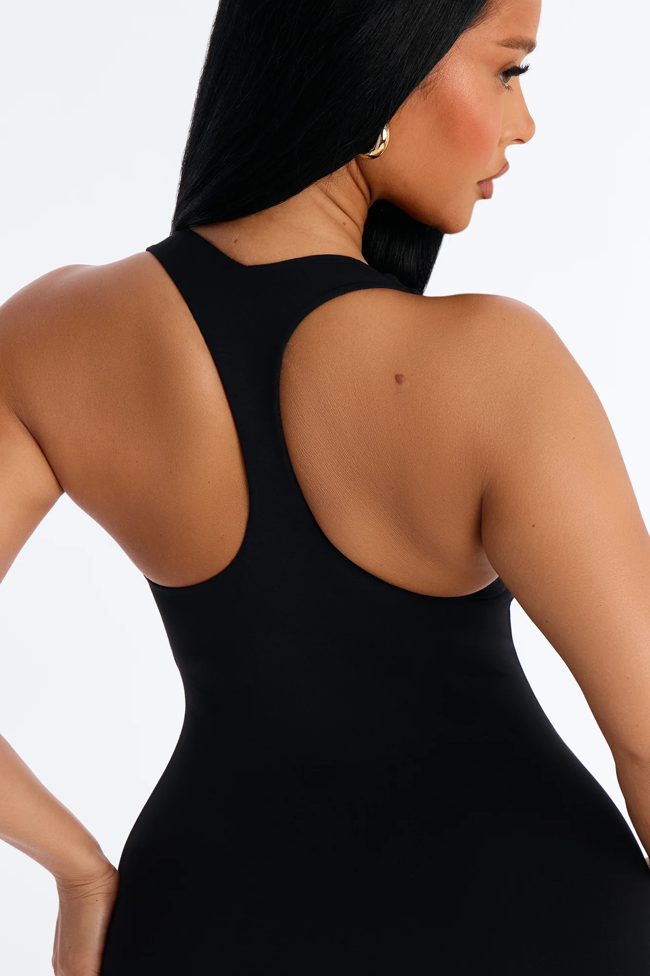 Second Skin Double Lined U Neck Racerback Maxi Dress - Black - Image 3
