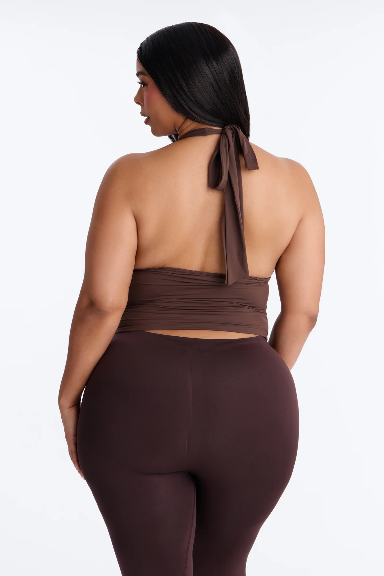 Second Skin Knot Backless Halter Top - Chocolate - Image 8