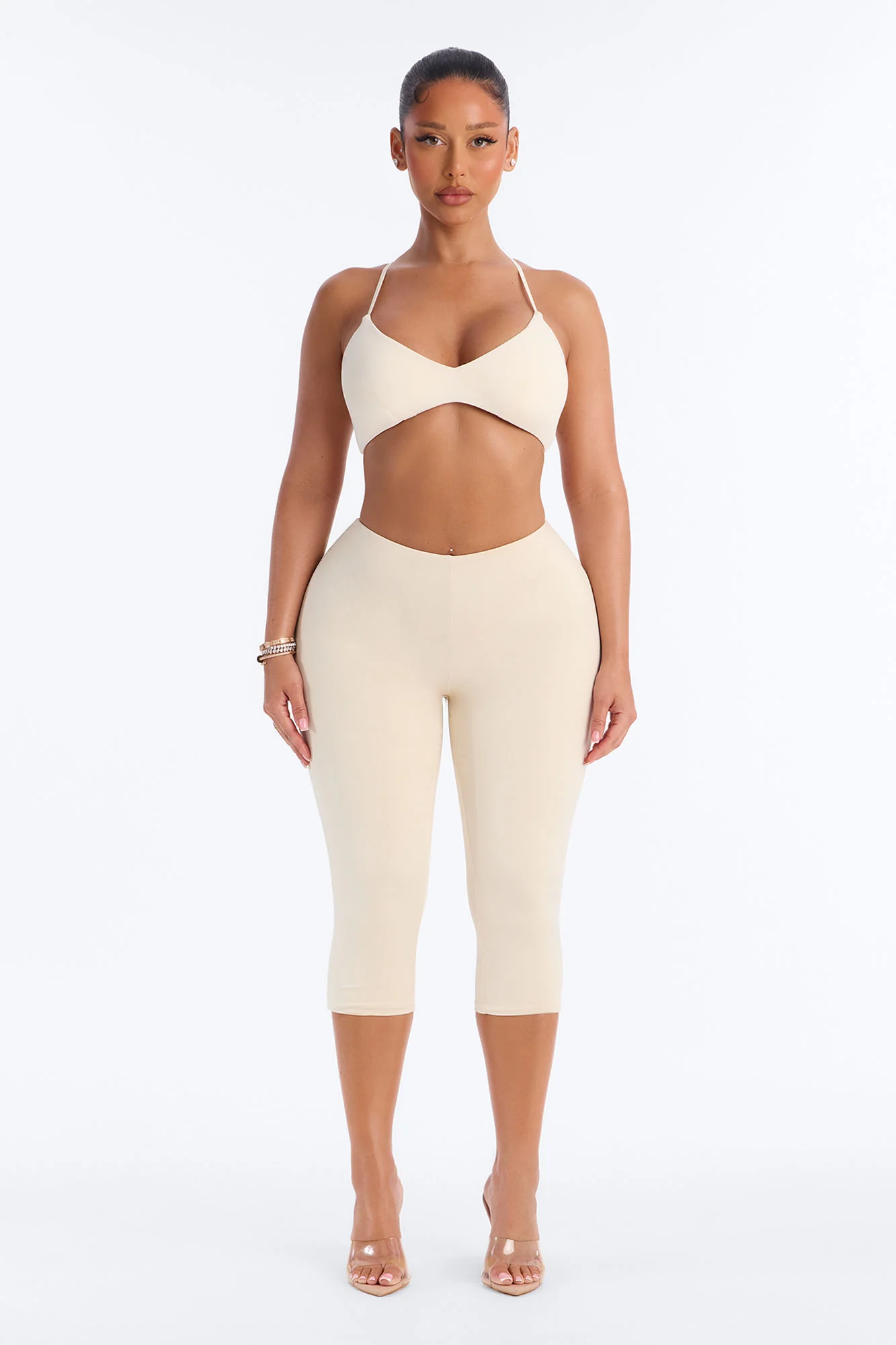 Second Skin Scoop Neck Spaghetti Strap Bra Top - Bone - Image 2