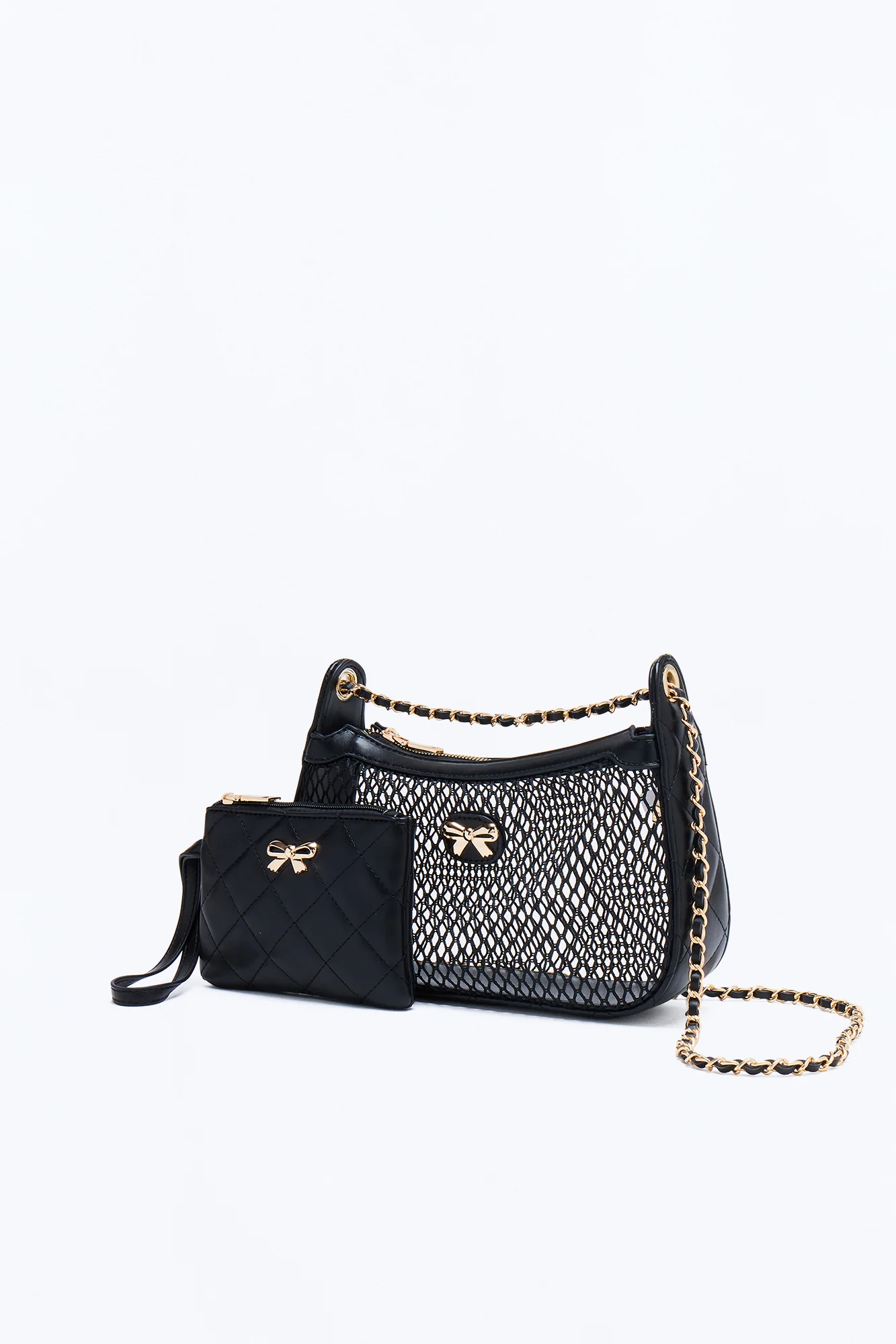 See Right Through Mesh Shoulder Bag - Black - Image 4