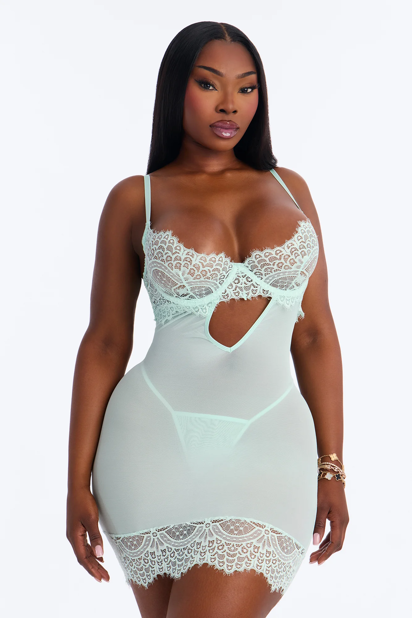 See Through You Mesh Chemise - Mint - Image 4