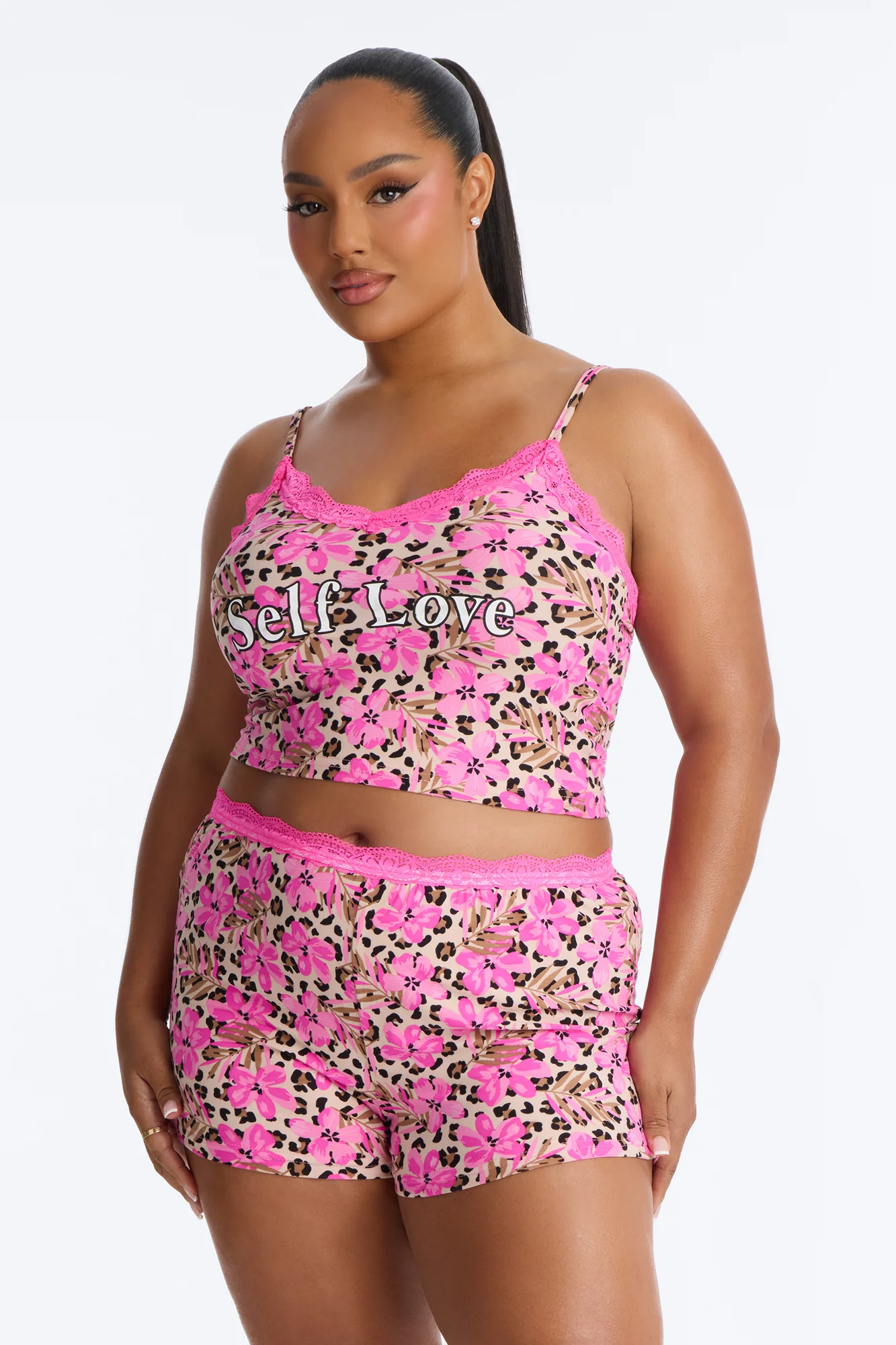 Self Love PJ Short Set - Hot Pink/combo - Image 4