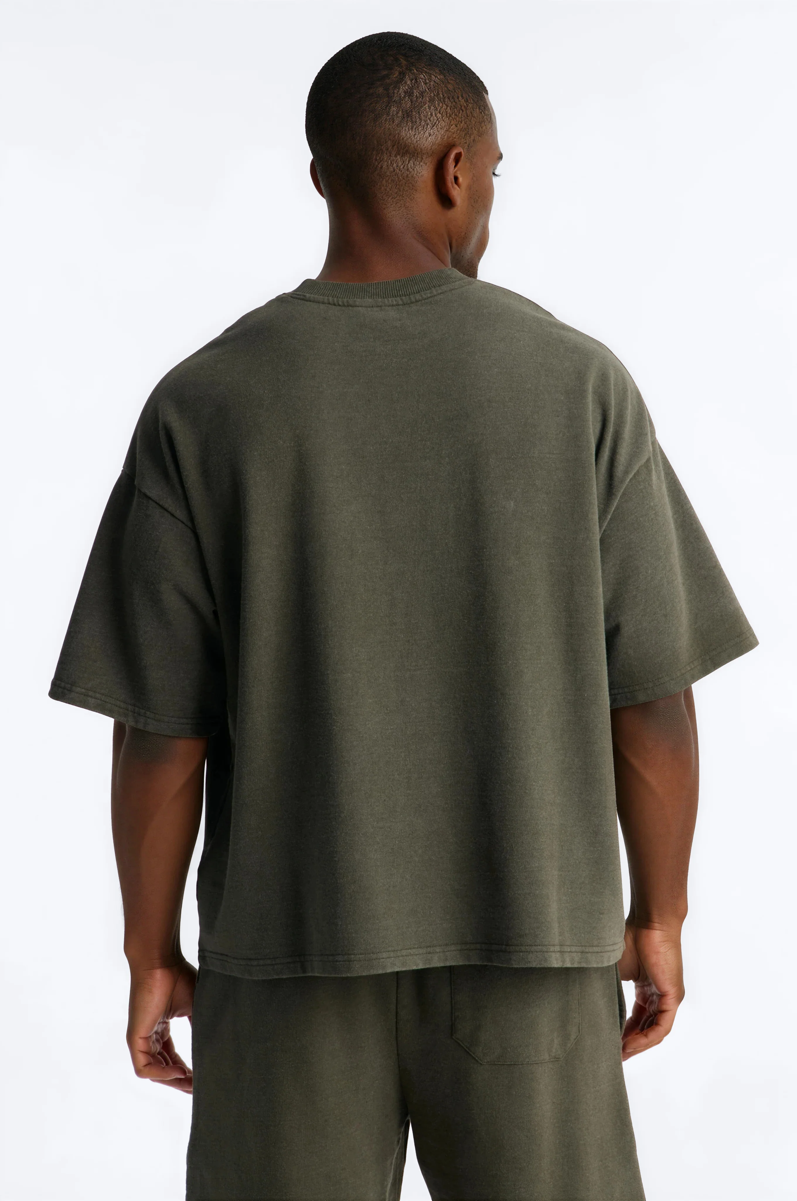 Self Made Patch Oversized French Terry Tee - Hunter Green - Image 3