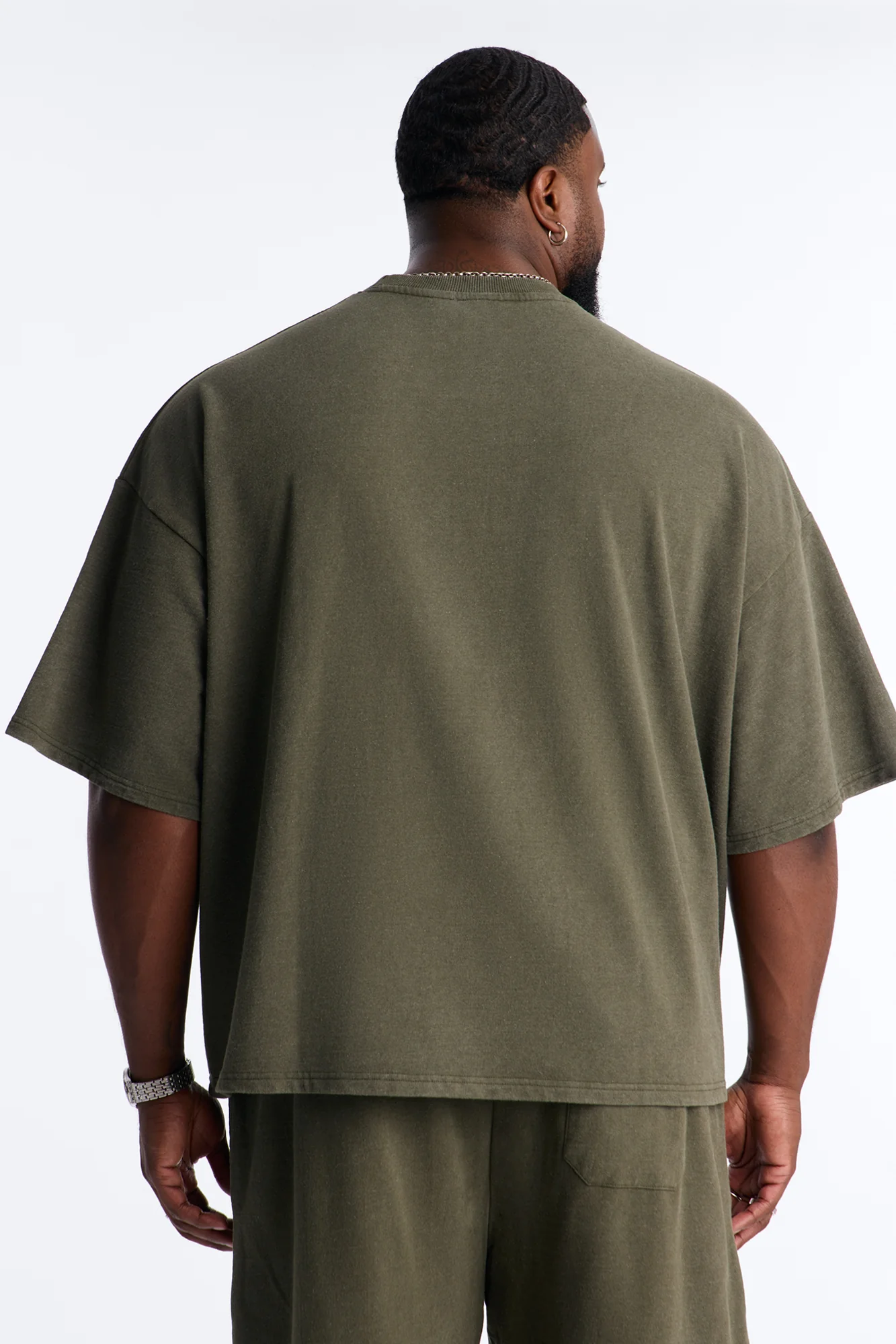 Self Made Patch Oversized French Terry Tee - Hunter Green - Image 6