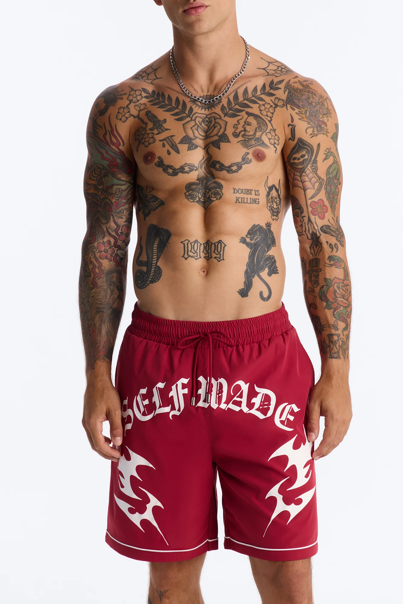 Self Made Vandal Swim Trunk 7″ - Red