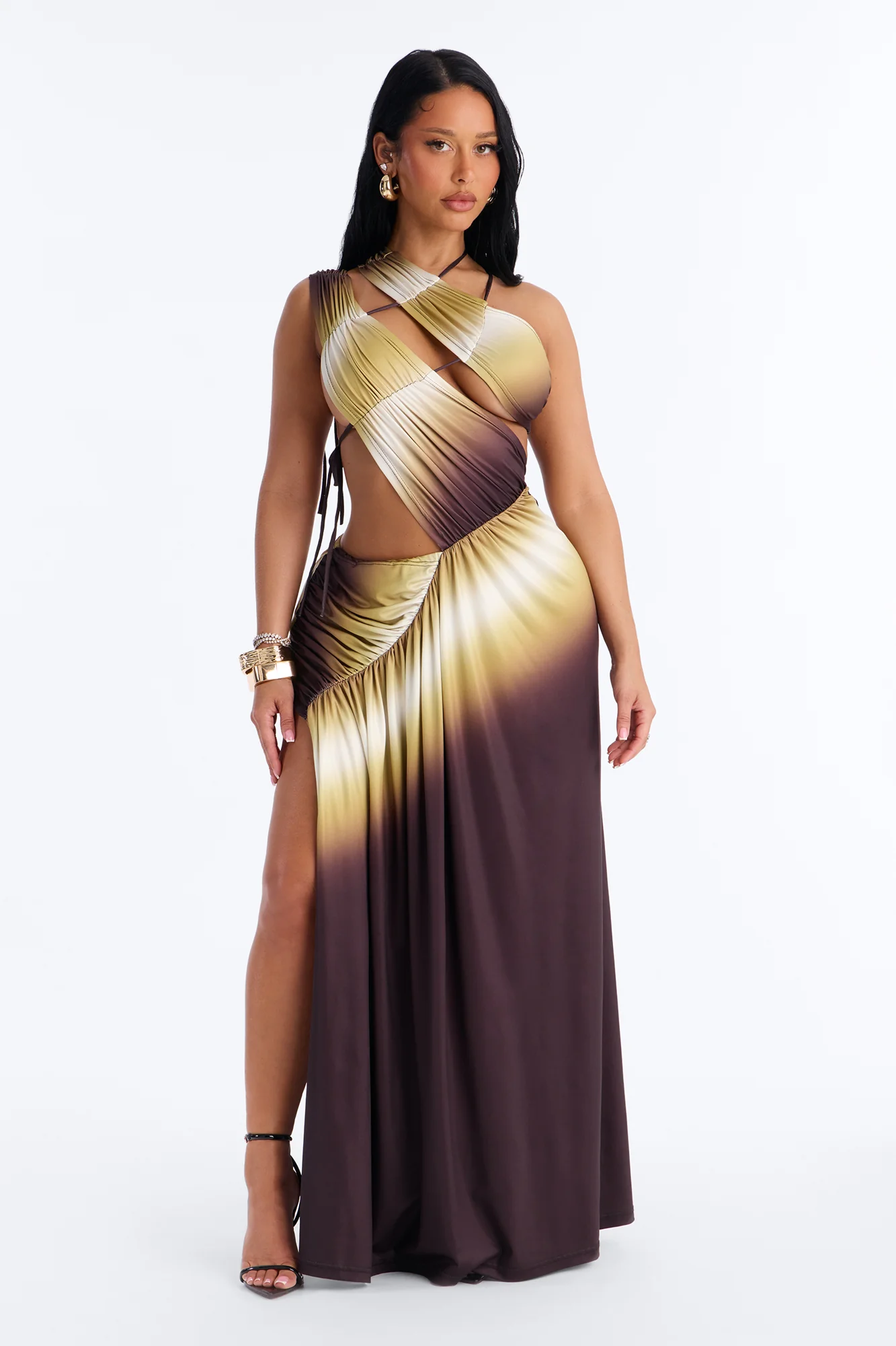 Send It To Your Groupchat Ombre Maxi Dress - Brown/combo