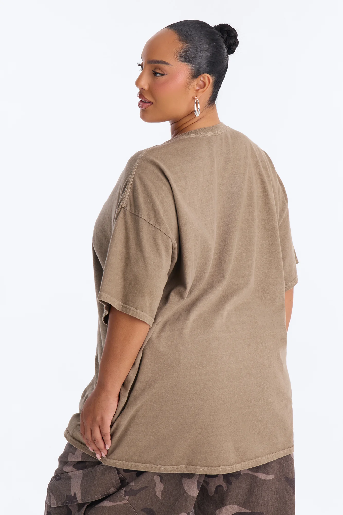 Sensitive Gangsta Washed Oversized Tee - Brown - Image 4