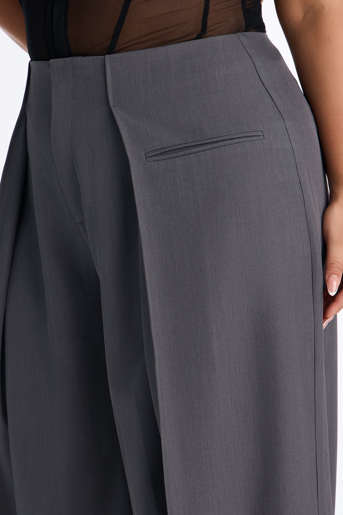 Sequoia High Rise Wide Leg Deep Pleated Trouser - Charcoal - Image 7