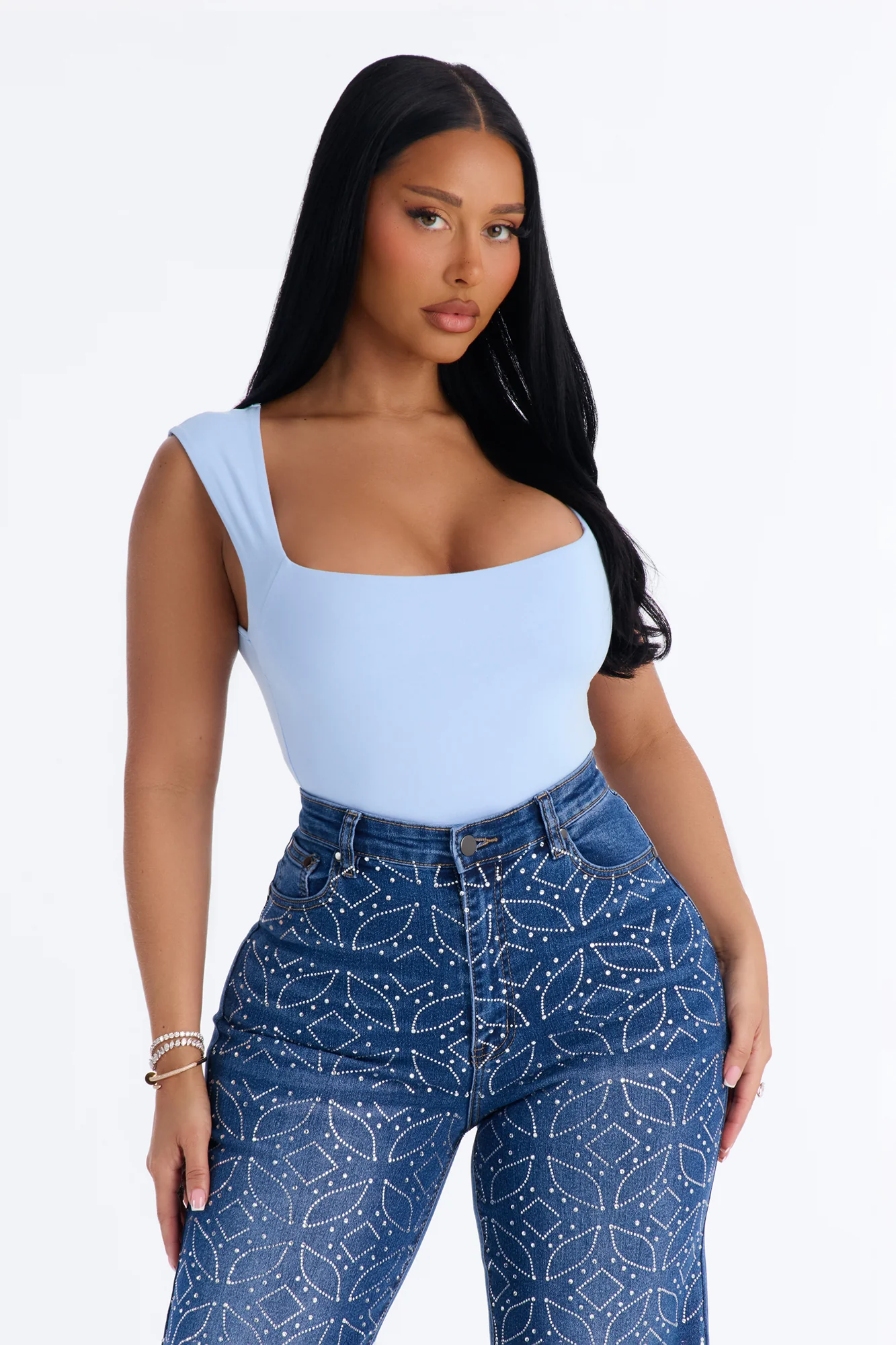Serena Square Neck Bodysuit - Periwinkle - Image 3