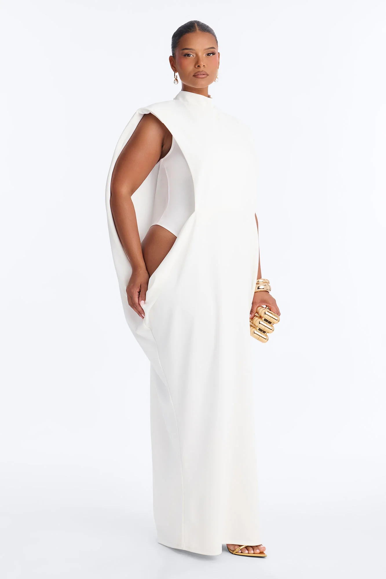 She Is Mother Sleeveless Crepe Knit Maxi Dress - White - Image 5