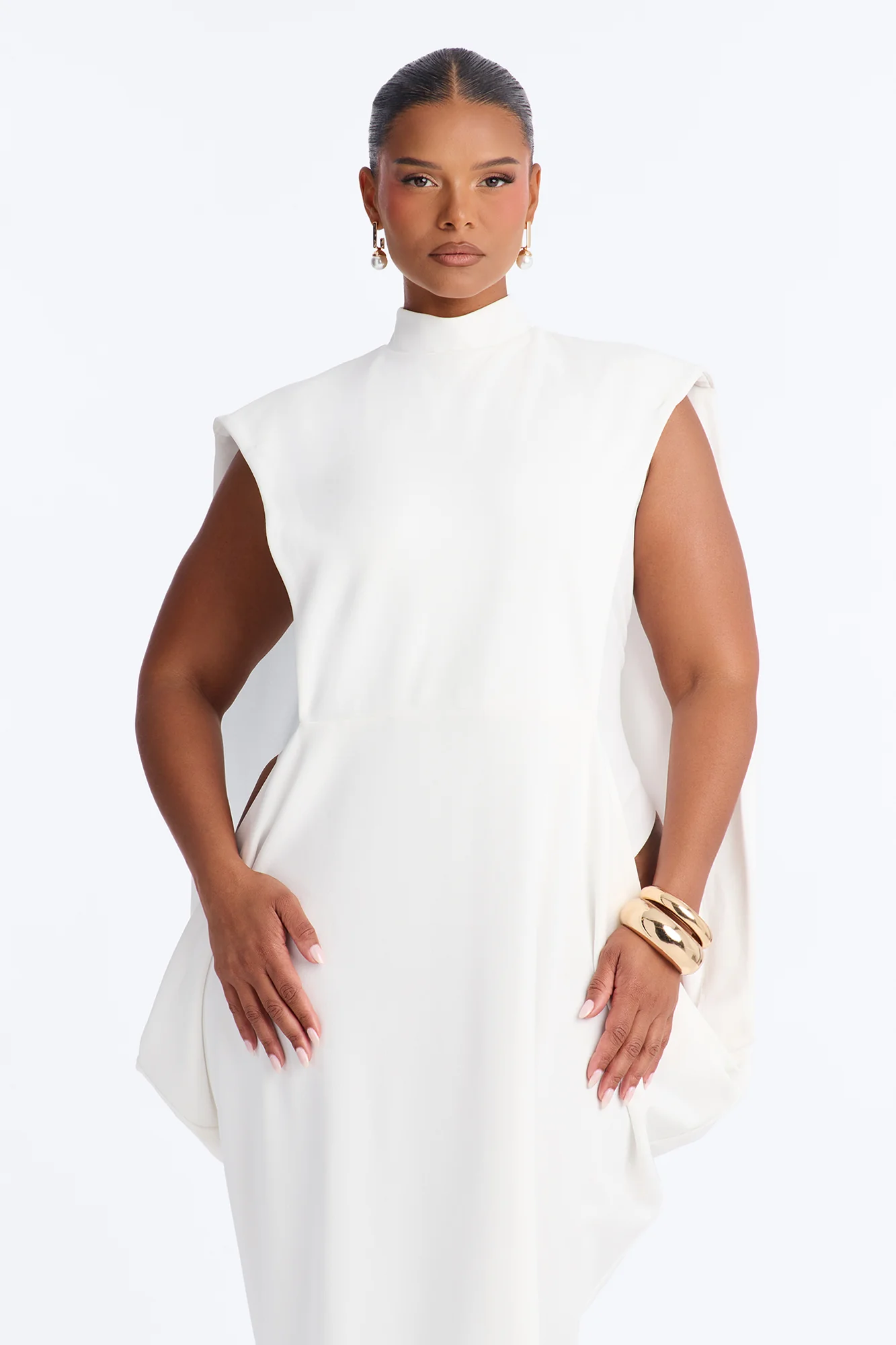 She Is Mother Sleeveless Crepe Knit Maxi Dress - White - Image 6