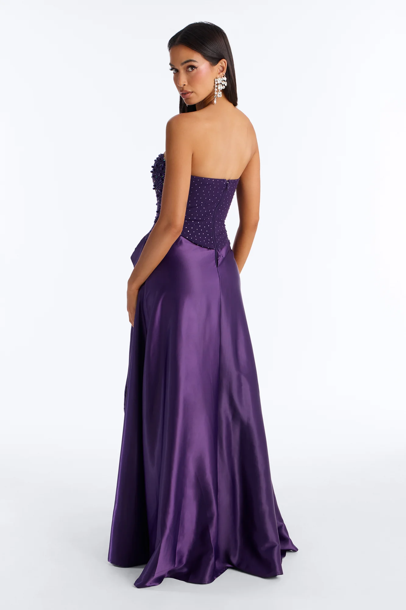 Shine Bright Embellished Satin Maxi Dress - Orchid - Image 4