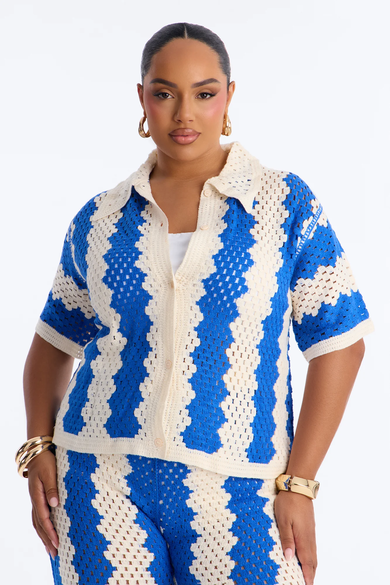 Shoreline Symphony Crochet Pant Set - Blue/combo - Image 6