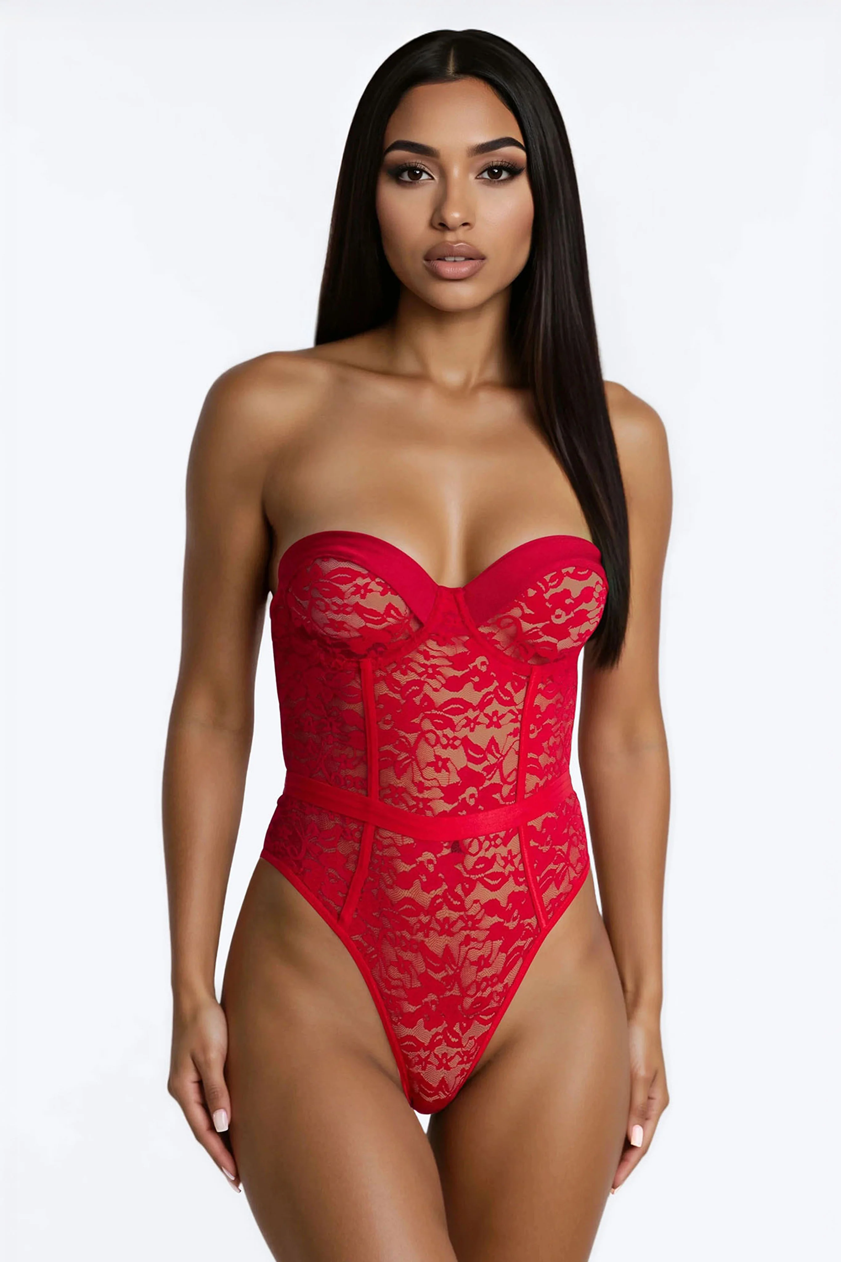Show Me More Lace Underwire Teddy - Wine