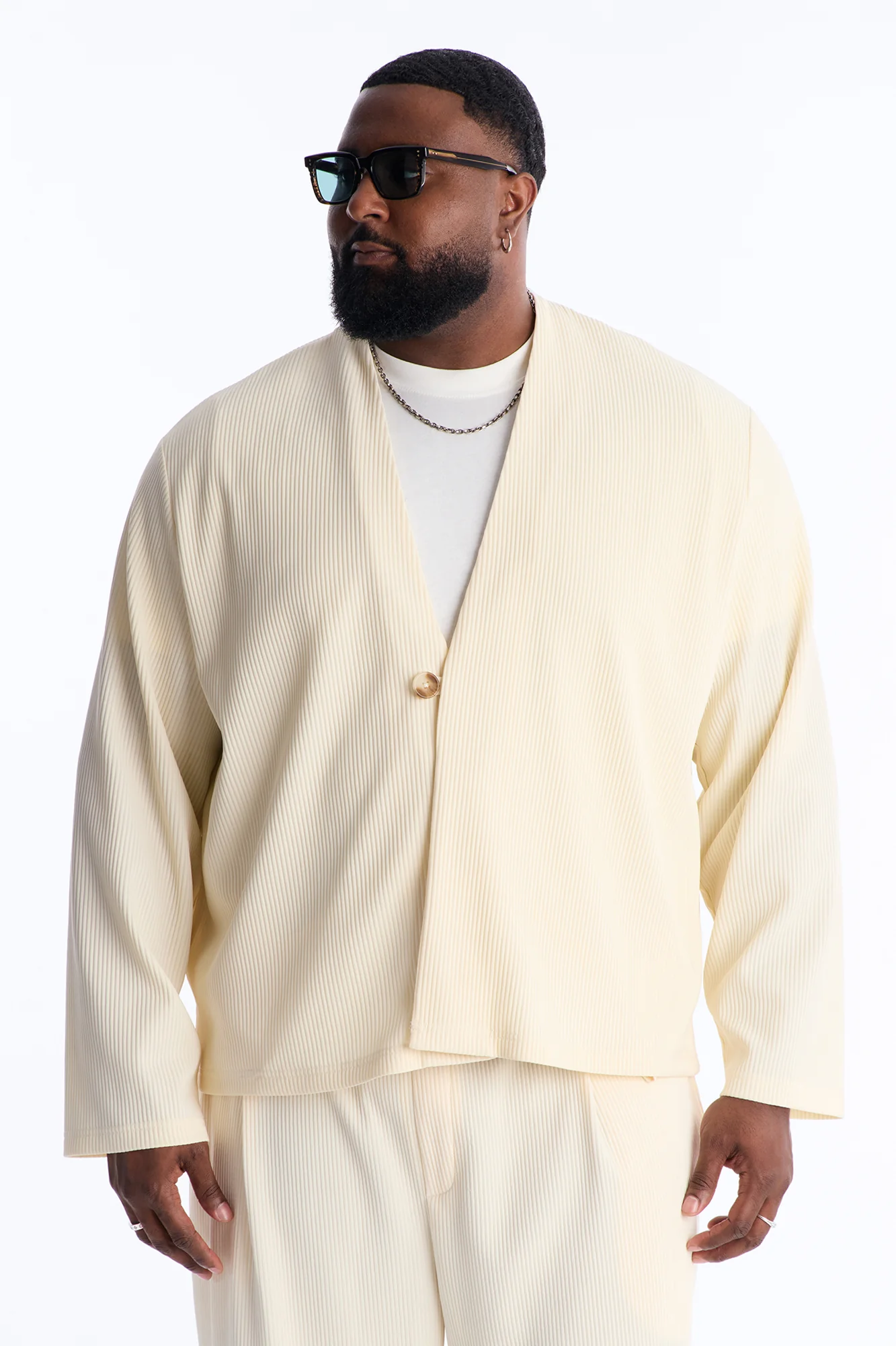 Show Up Shawl Collar Blazer - Cream - Image 5