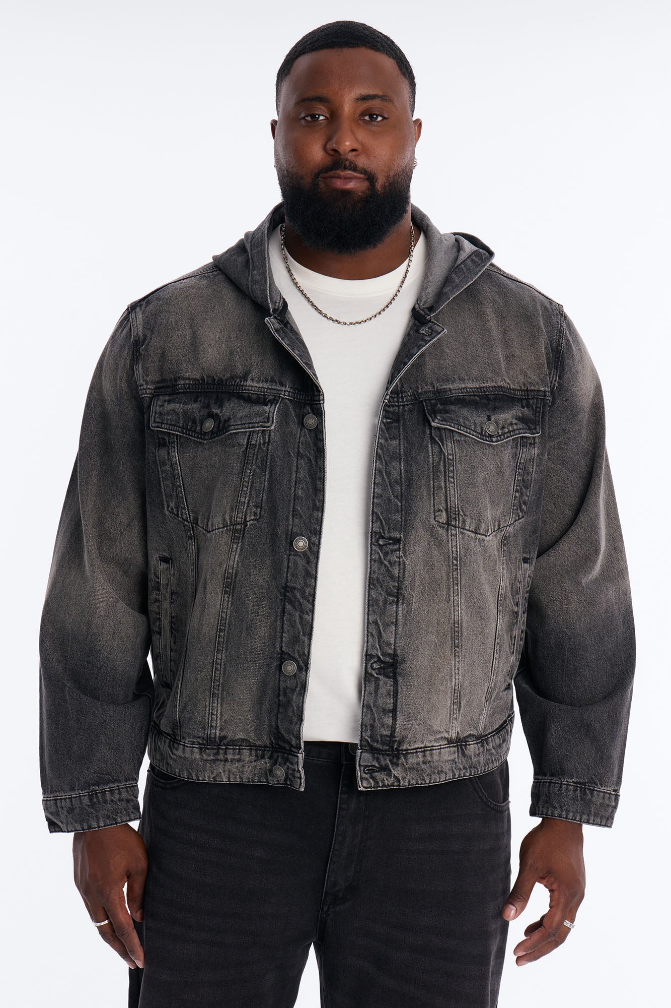 Shrunken Off Duty Denim Trucker Jacket - Black Wash - Image 5