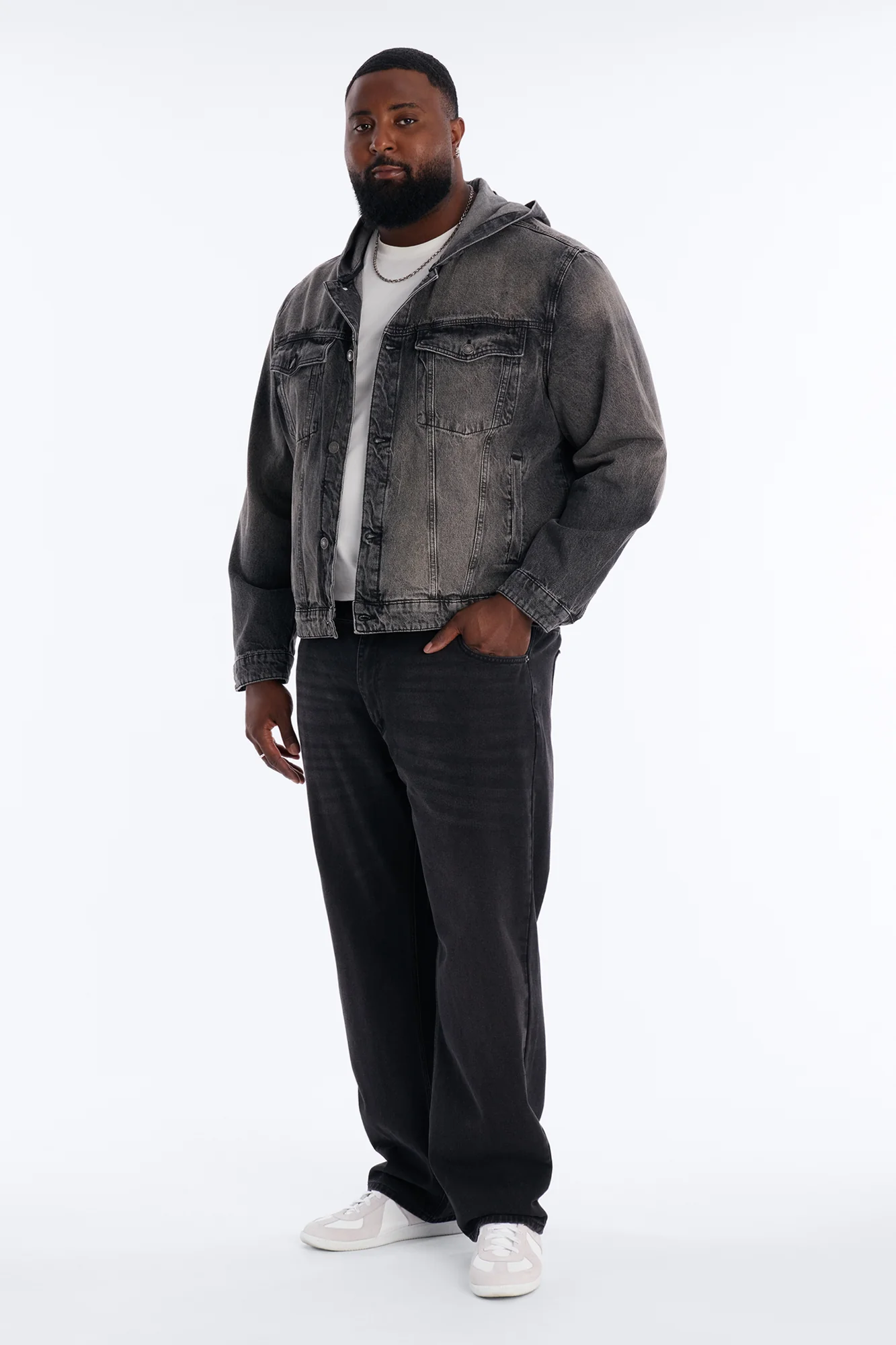 Shrunken Off Duty Denim Trucker Jacket - Black Wash - Image 6